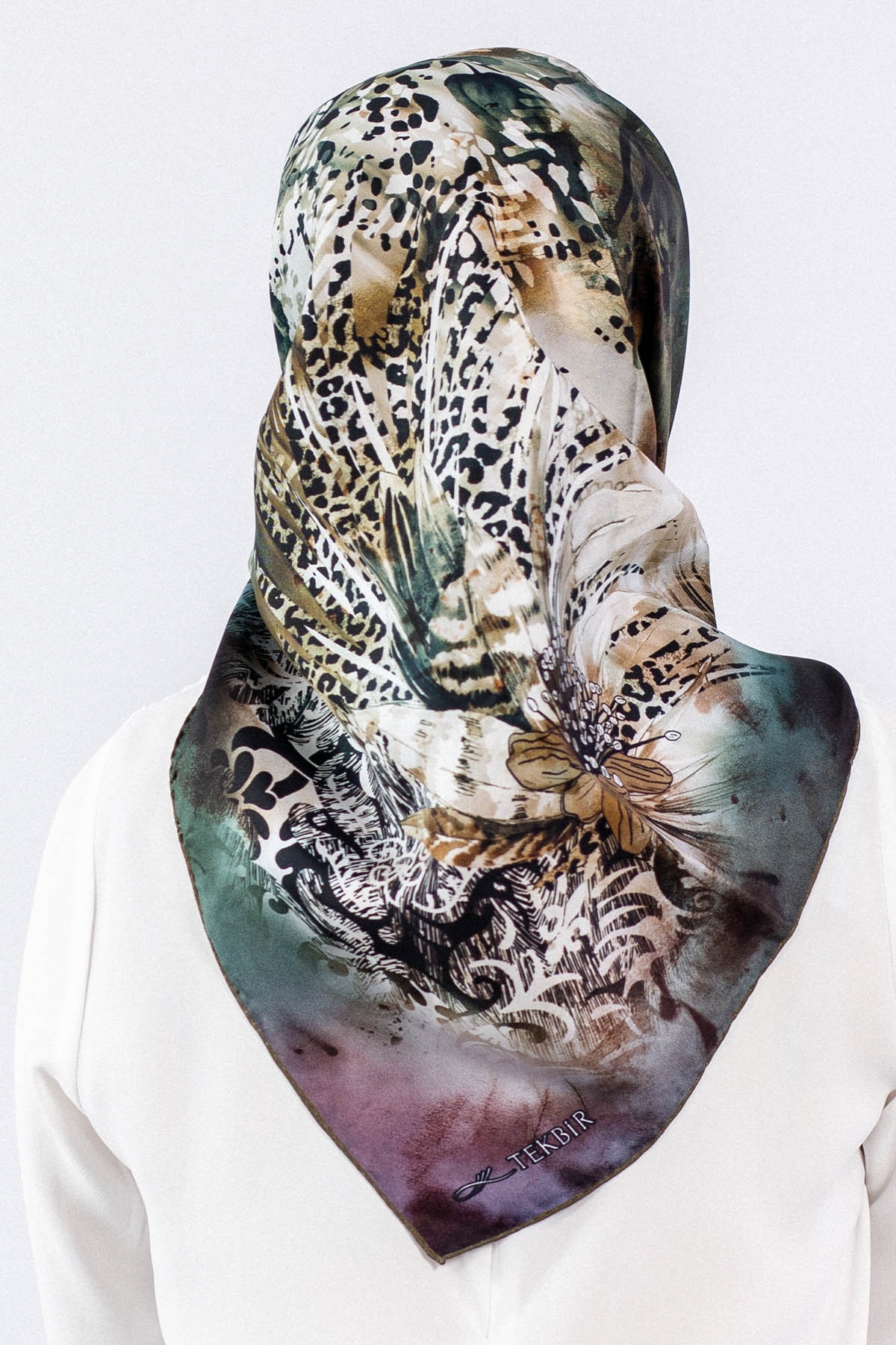 Dg7544 İpek Eşarp Tvil - Yesil - 3