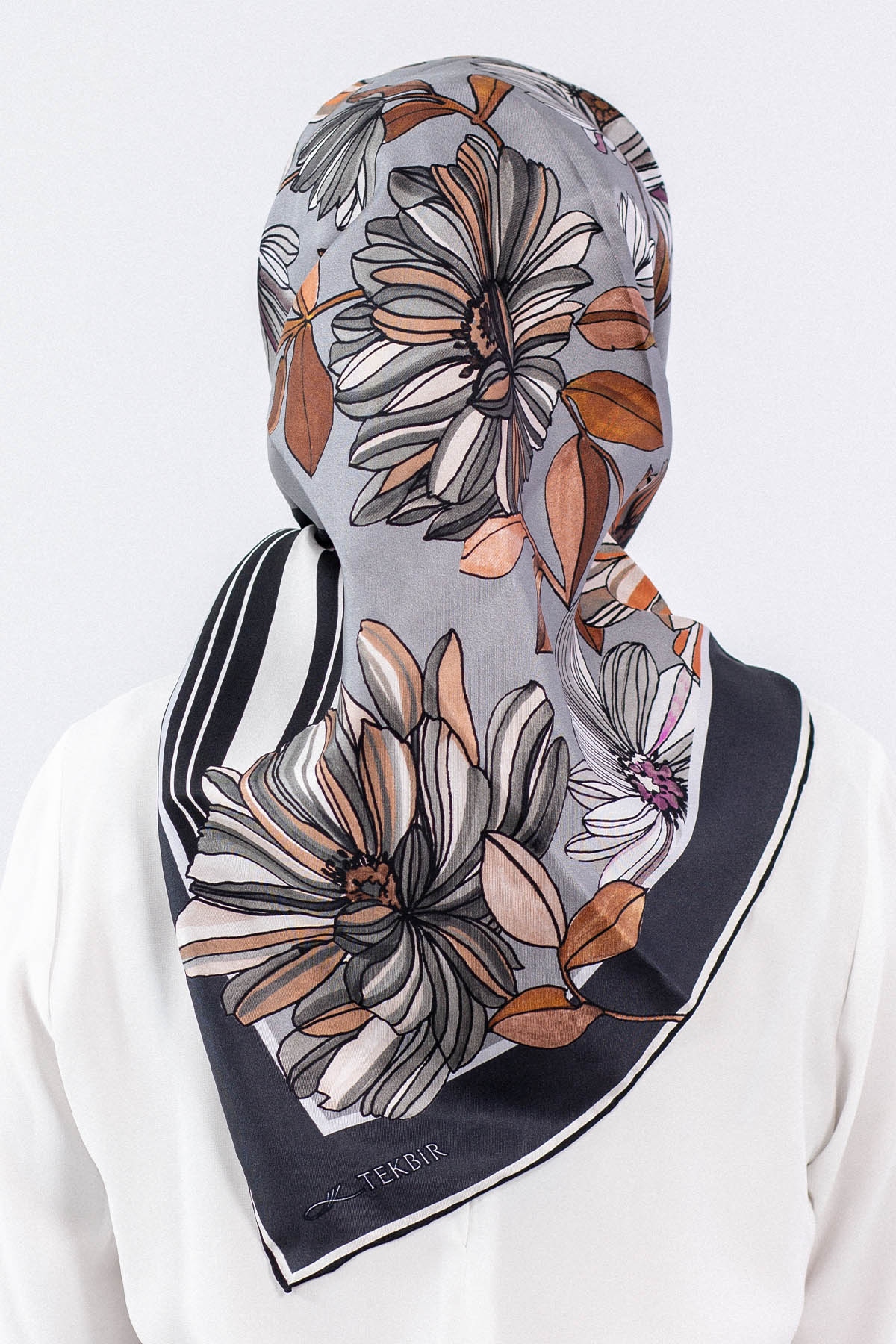 Dg7545 İpek Eşarp - Antrasit - 3