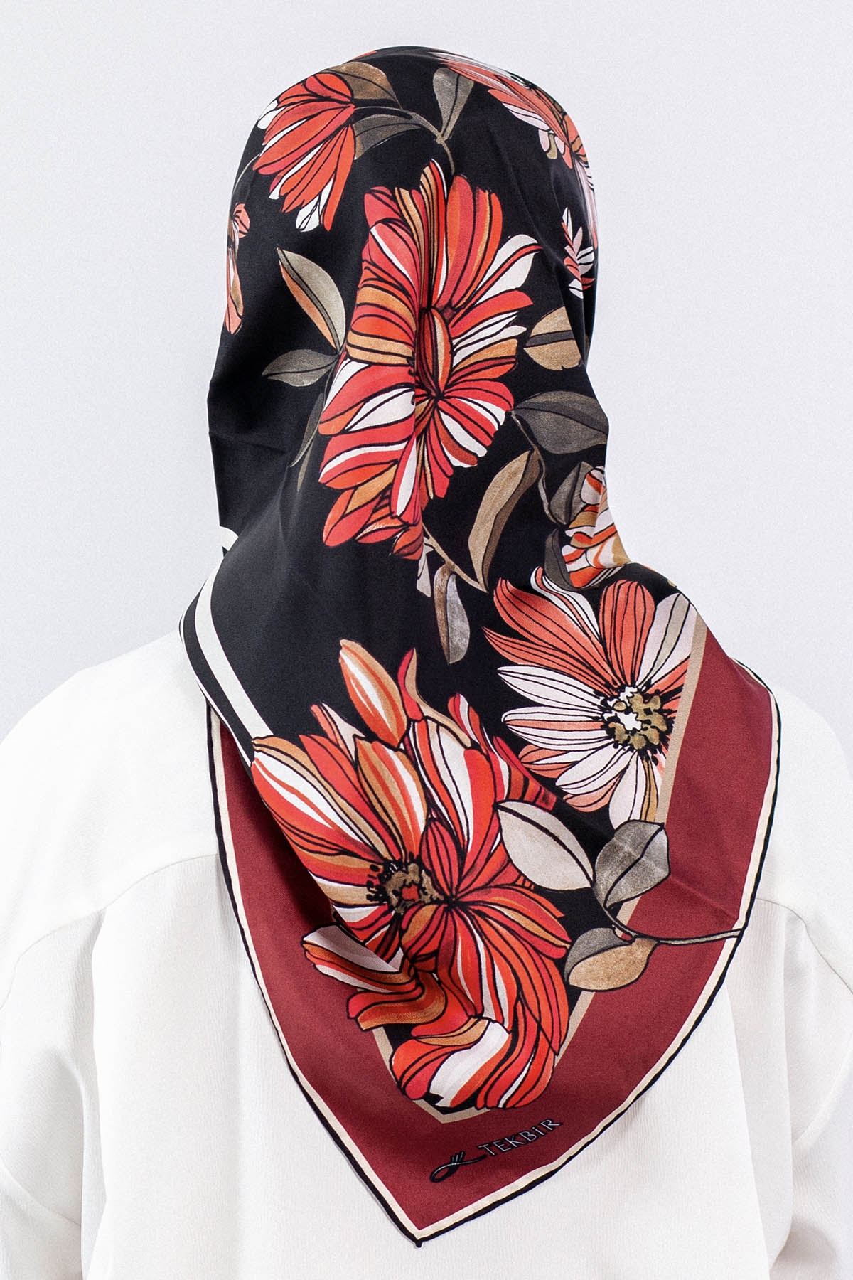 Dg7545 İpek Eşarp - Bordo_siyah - 3