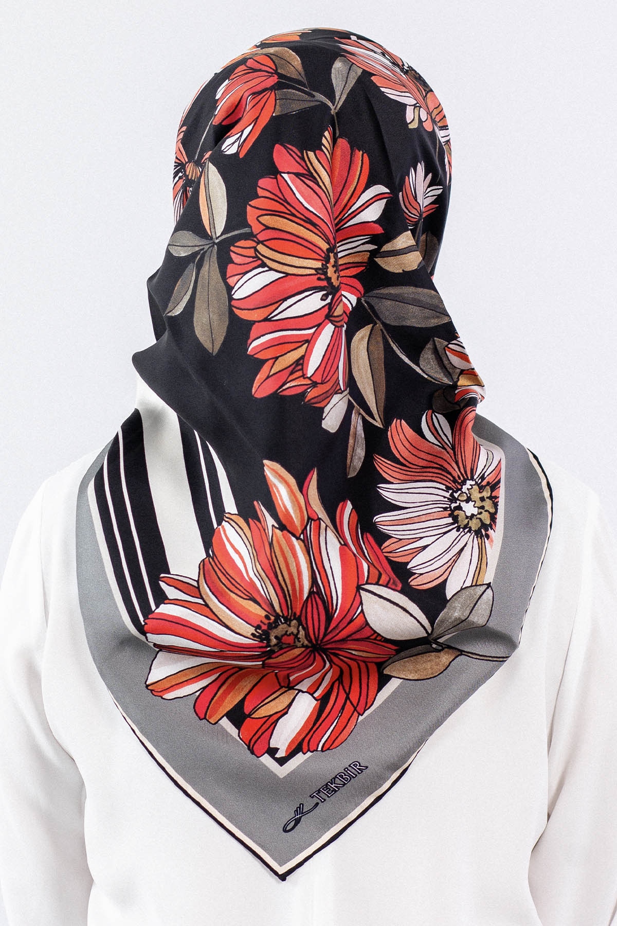 Dg7545 İpek Eşarp - Gri_kirmizi - 3