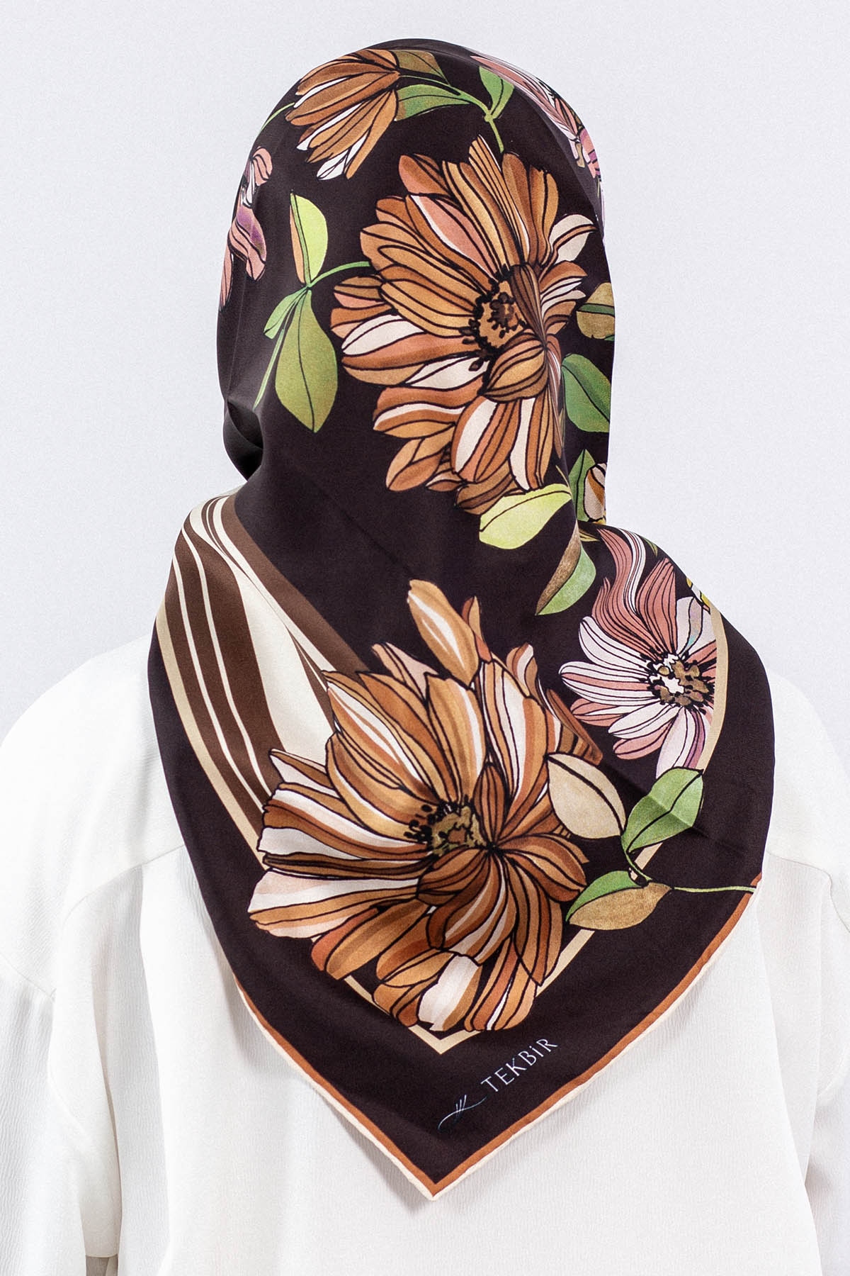 Dg7545 İpek Eşarp - Kahve - 3