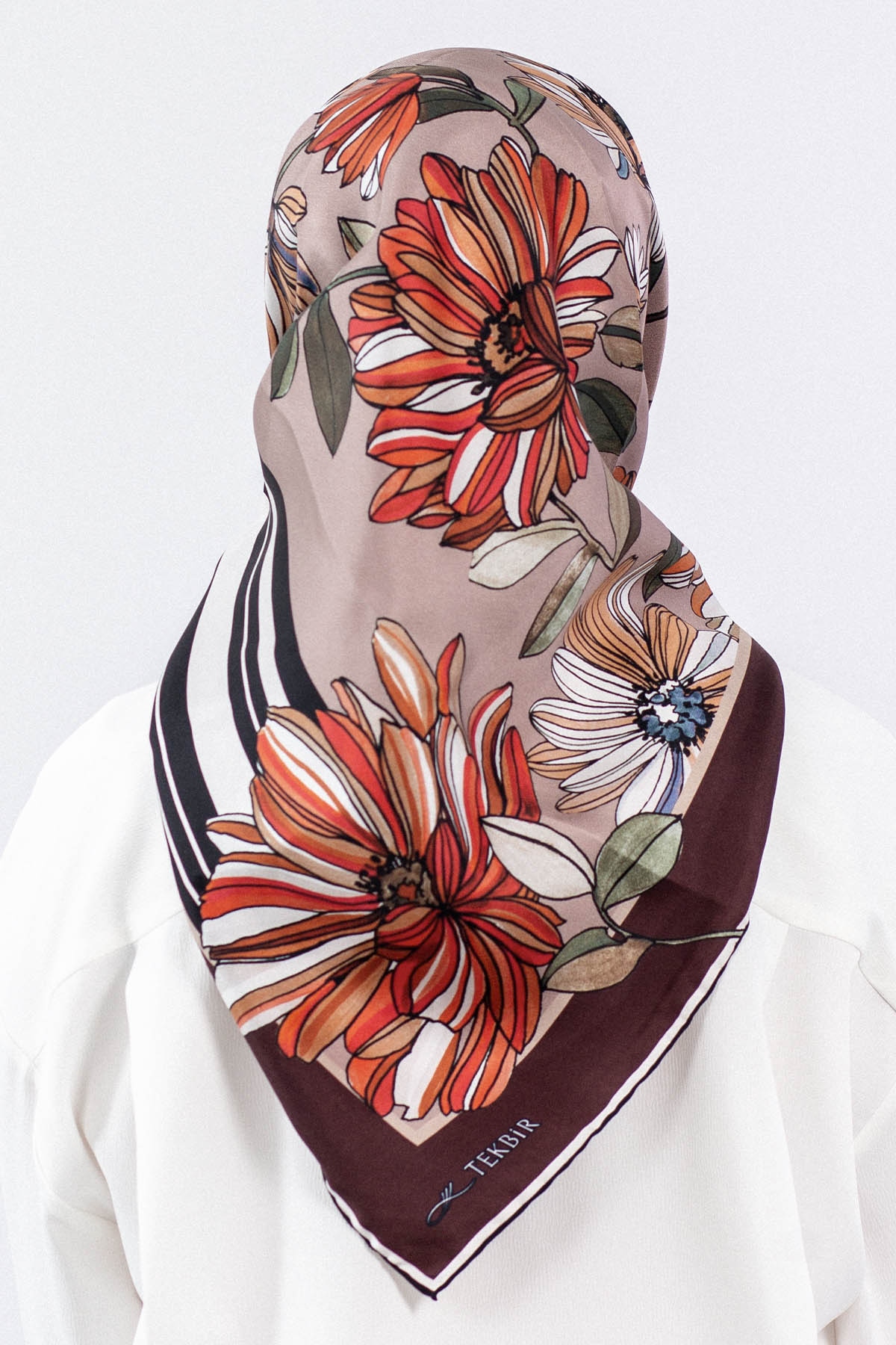 Dg7545 İpek Eşarp - Siyah_bordo - 3