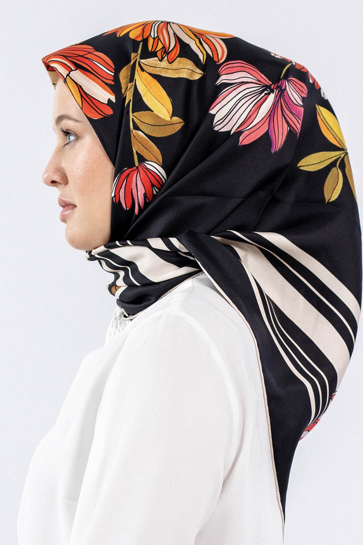 Dg7545 İpek Eşarp - Siyah_kirmizi - 2