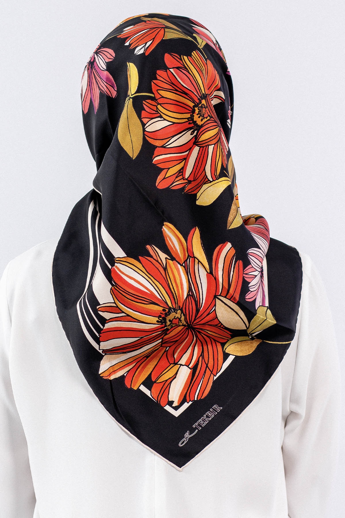 Dg7545 İpek Eşarp - Siyah_kirmizi - 3