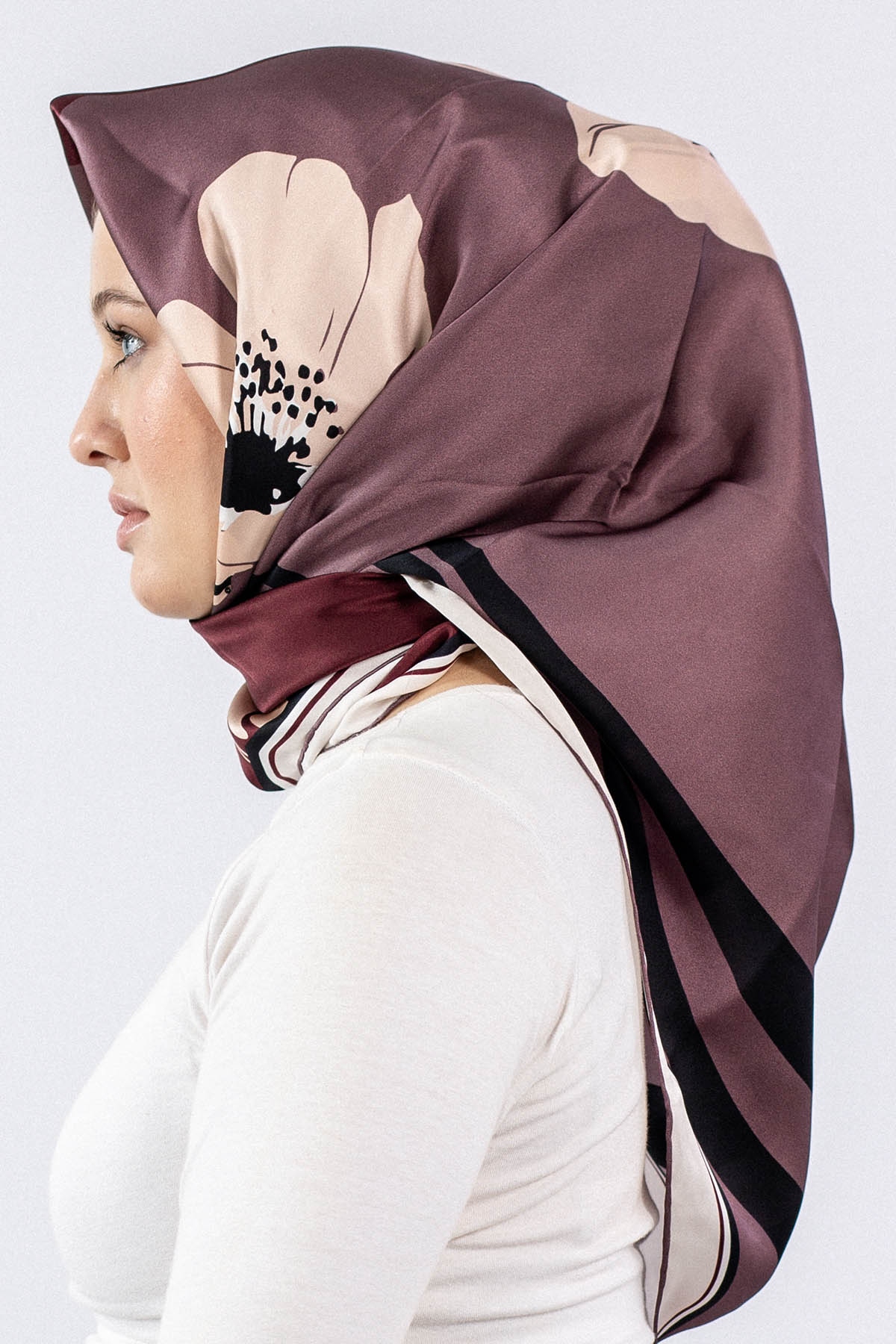 Dg7546 İpek Eşarp Sura - Bordo - 2