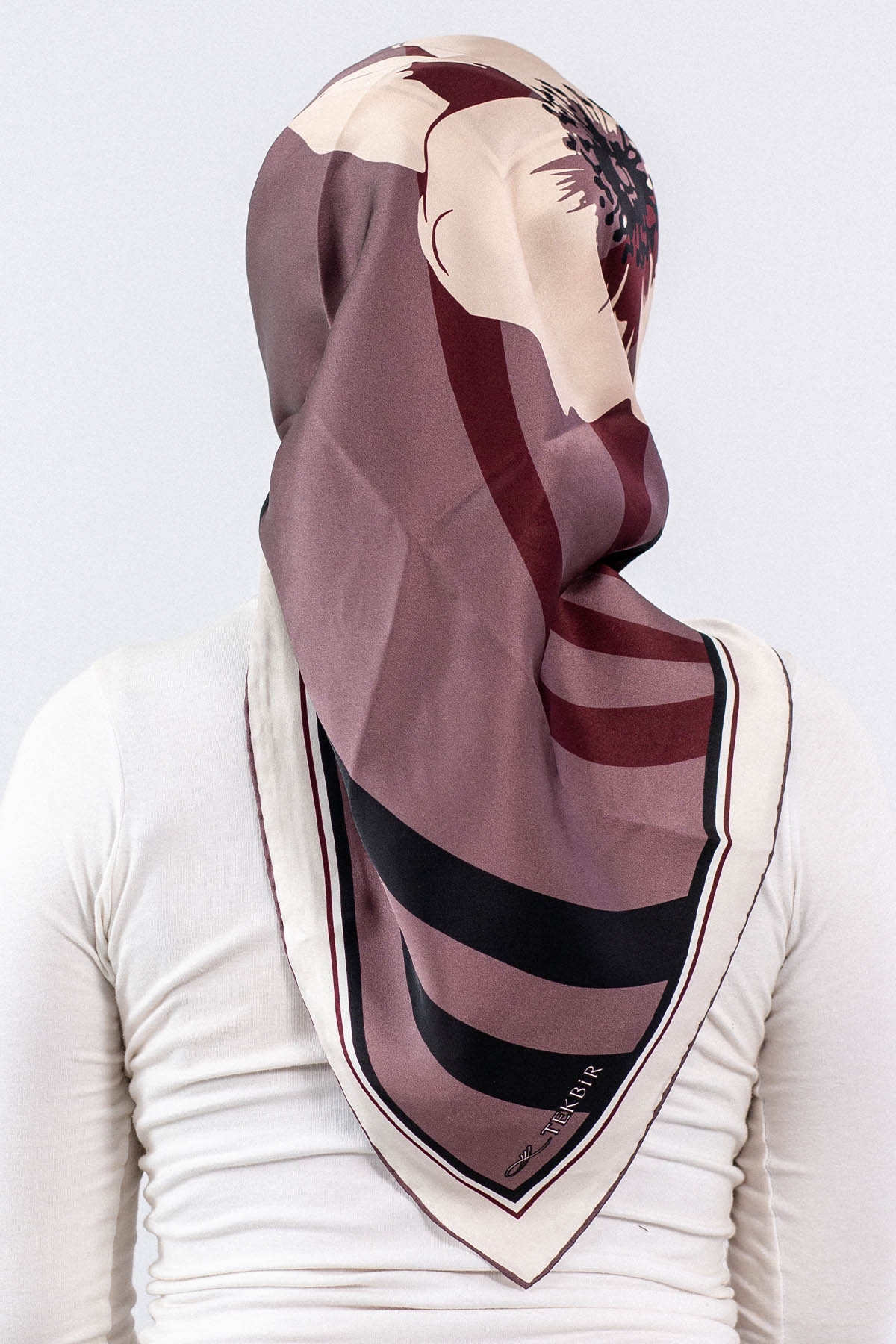 Dg7546 İpek Eşarp Sura - Bordo - 3