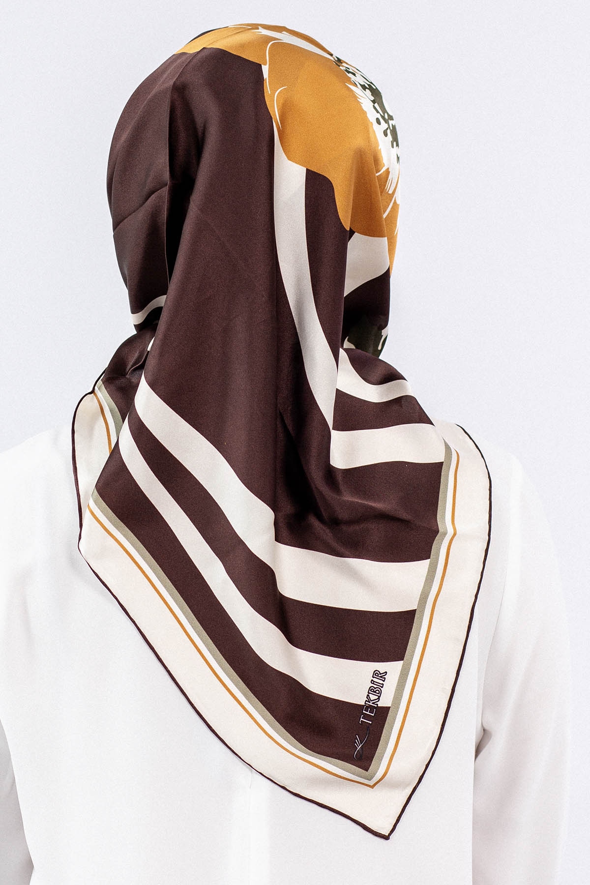 Dg7546 İpek Eşarp Sura - Kahve - 3