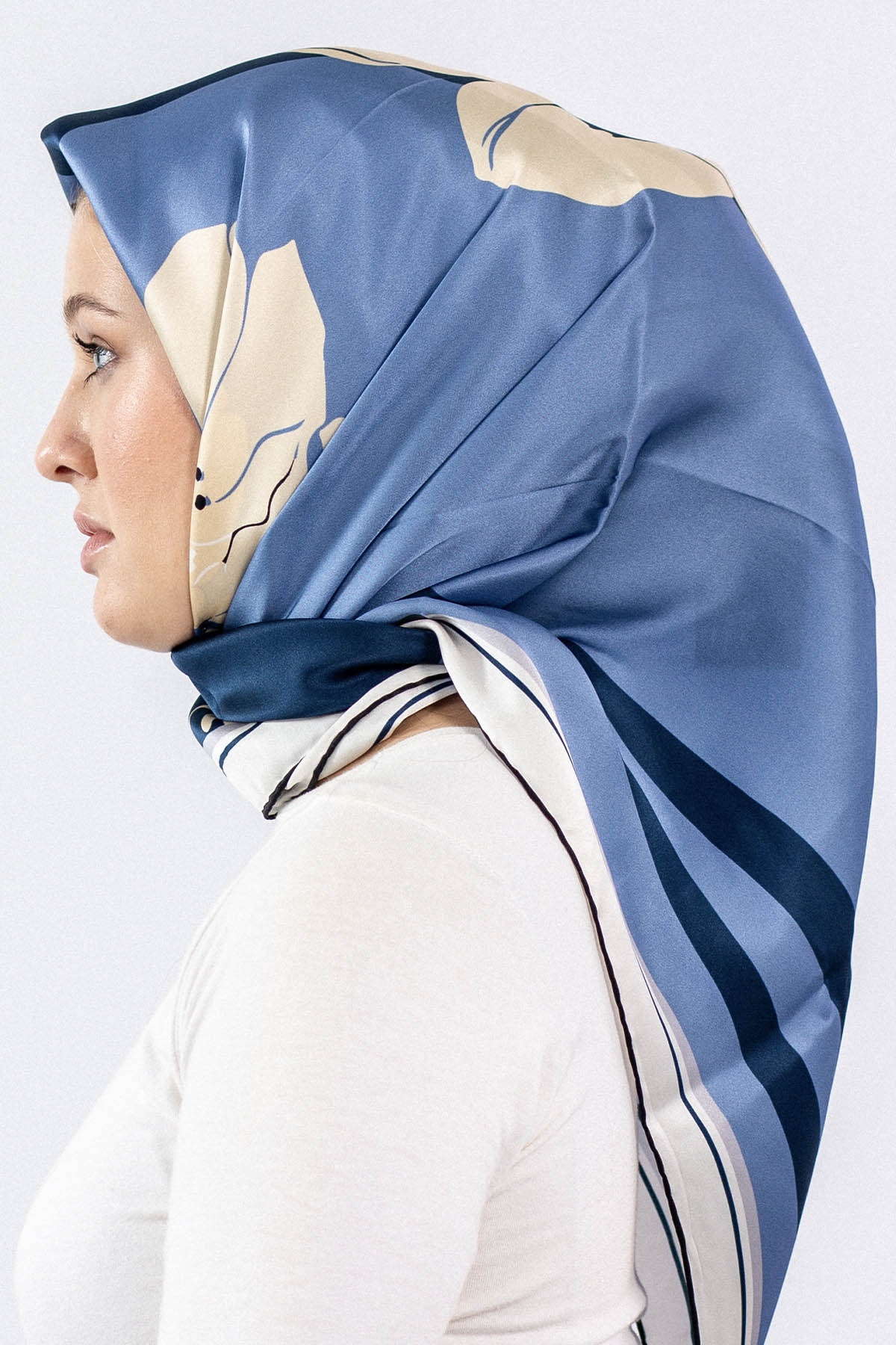 Dg7546 İpek Eşarp Sura - Lacivert - 2