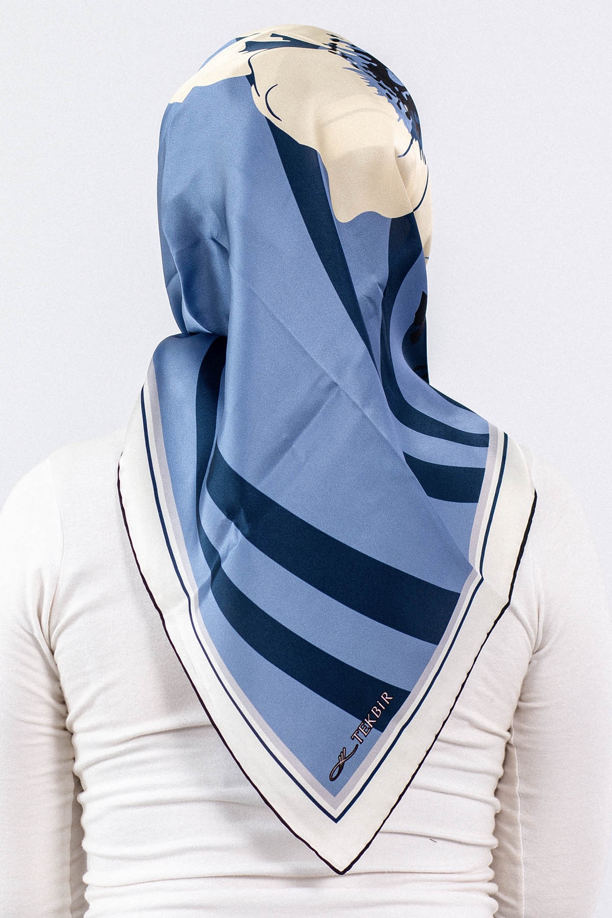 Dg7546 İpek Eşarp Sura - Lacivert - 3