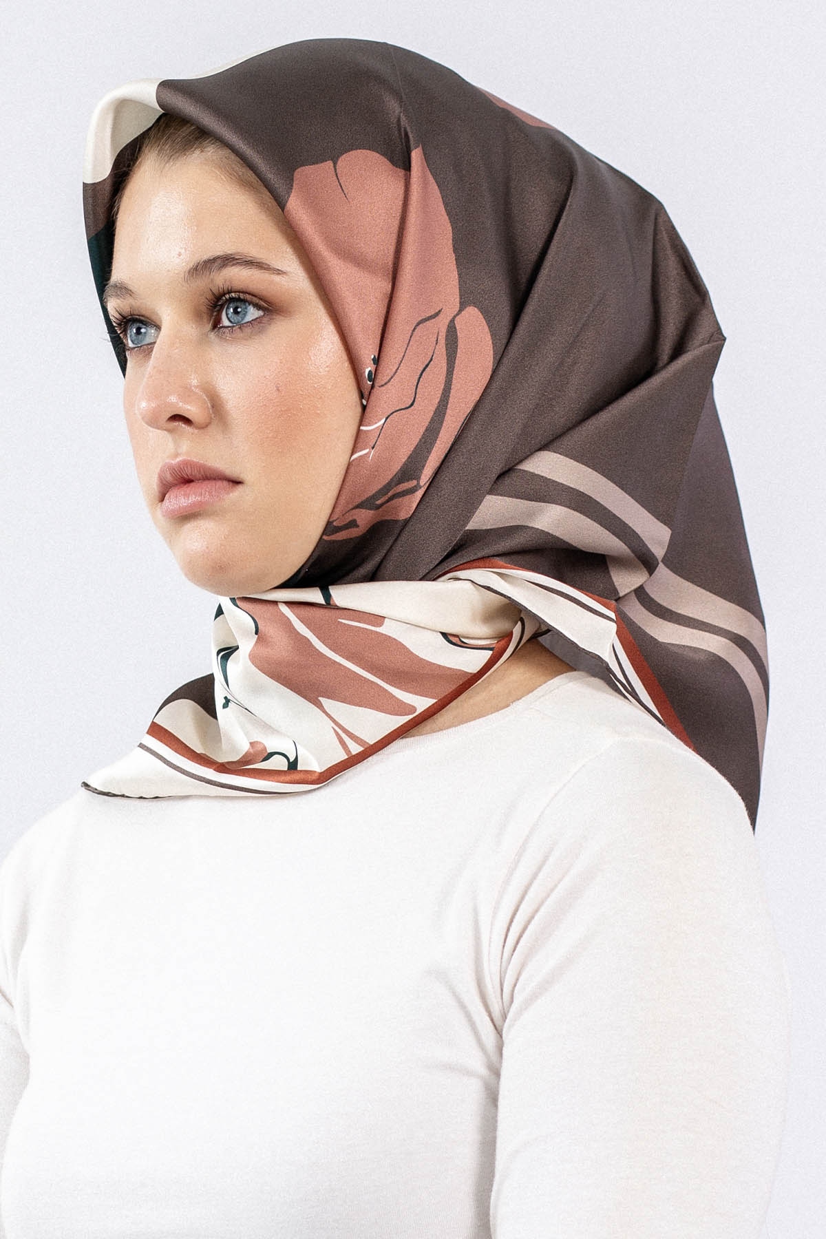 Dg7546 İpek Eşarp Sura - Vizon - 1