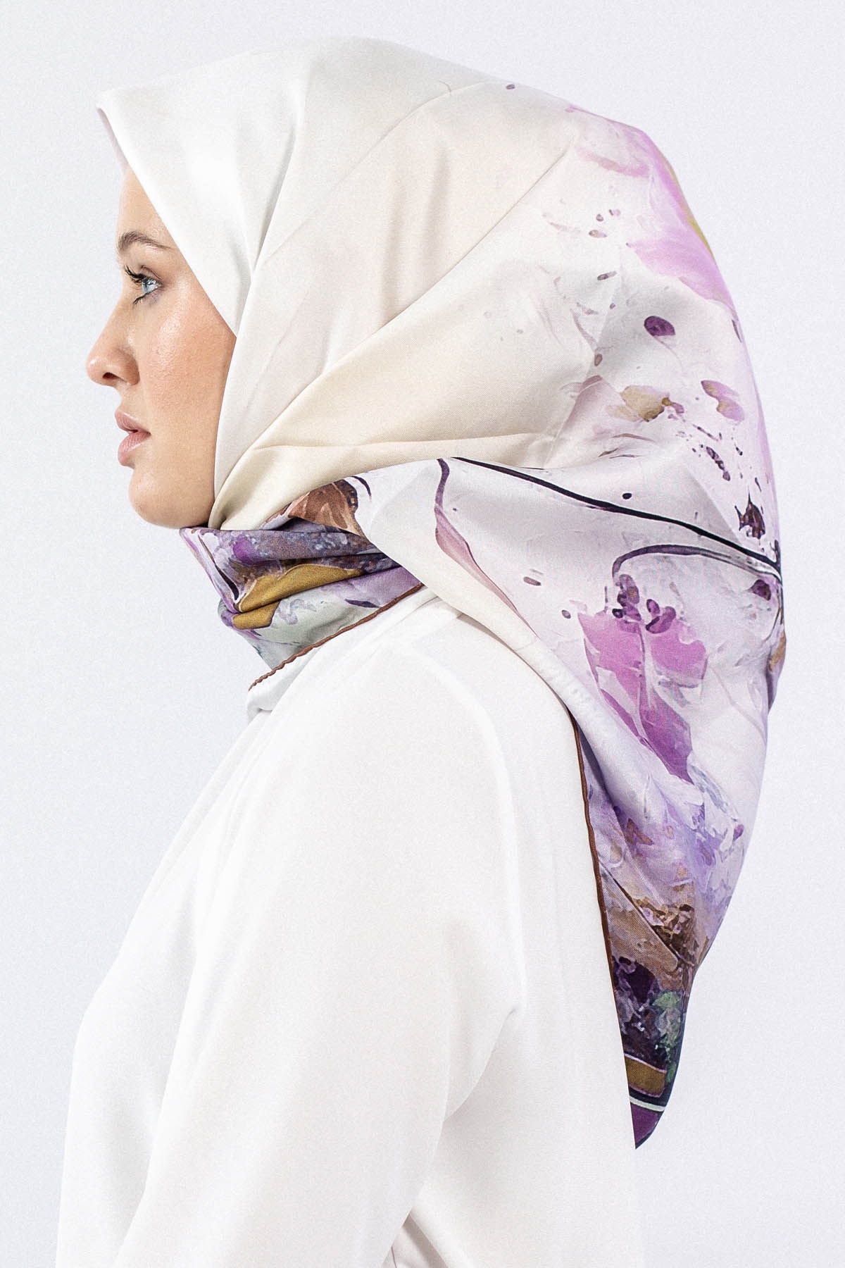 Dg7549 İpek Eşarp Tvil - Haki_gul - 2