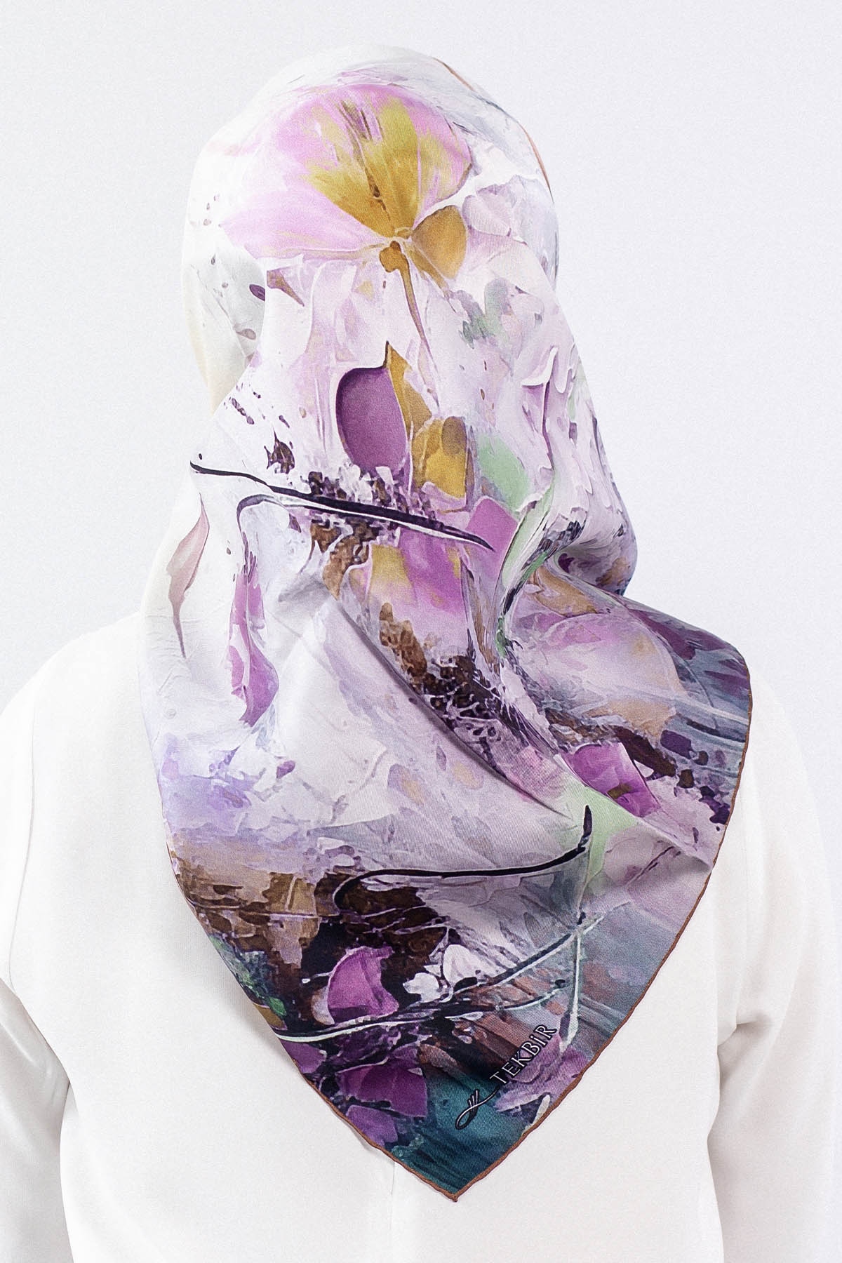 Dg7549 İpek Eşarp Tvil - Haki_gul - 3