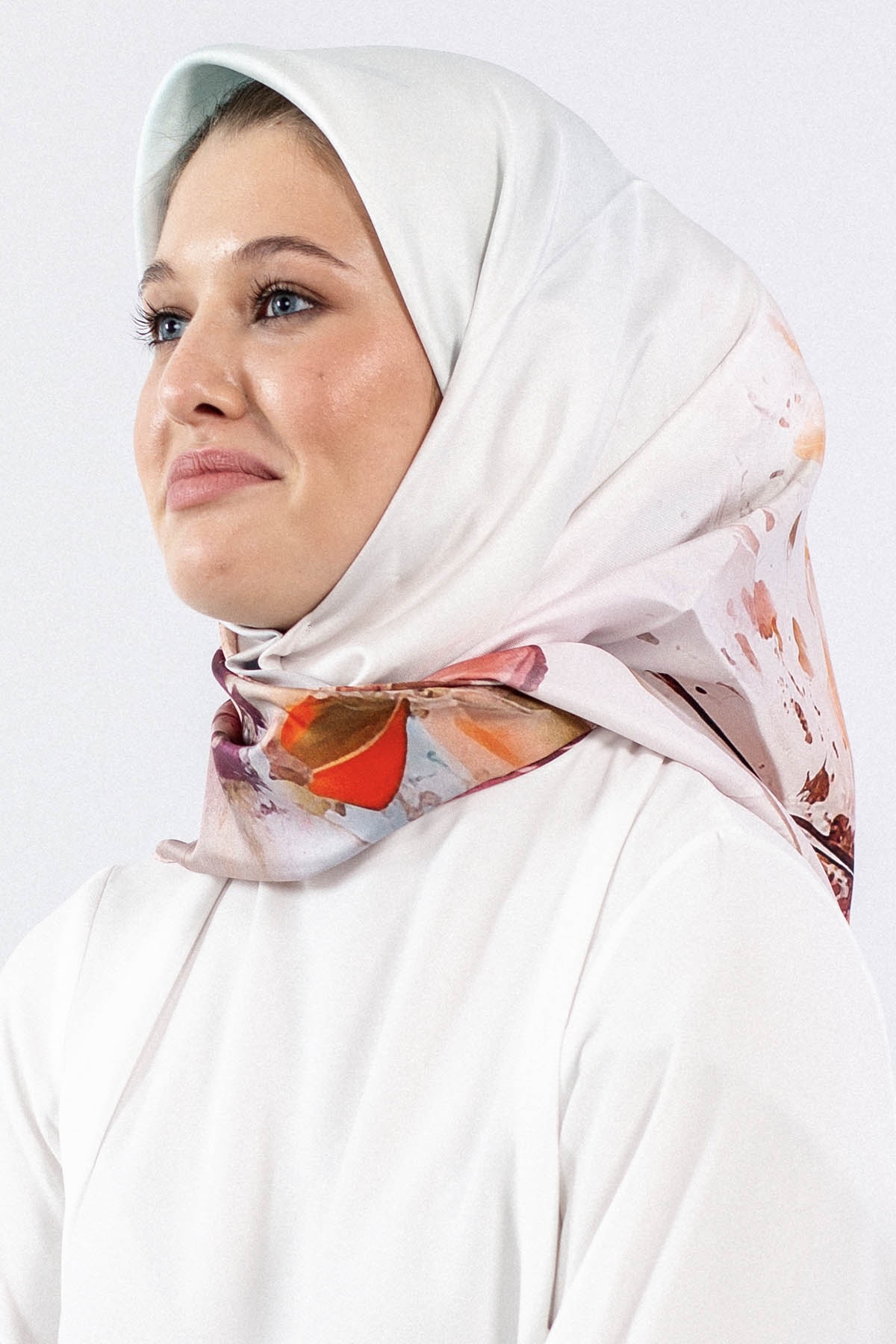 Dg7549 İpek Eşarp Tvil - Pudra - 1