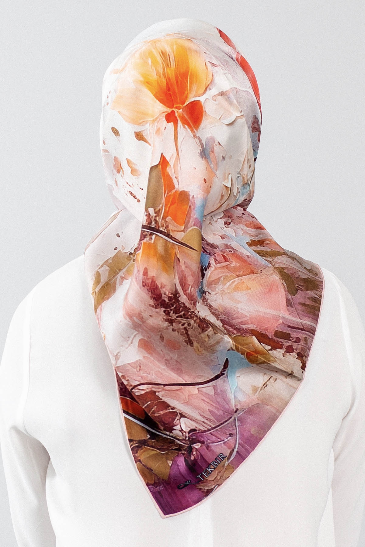 Dg7549 İpek Eşarp Tvil - Pudra - 3