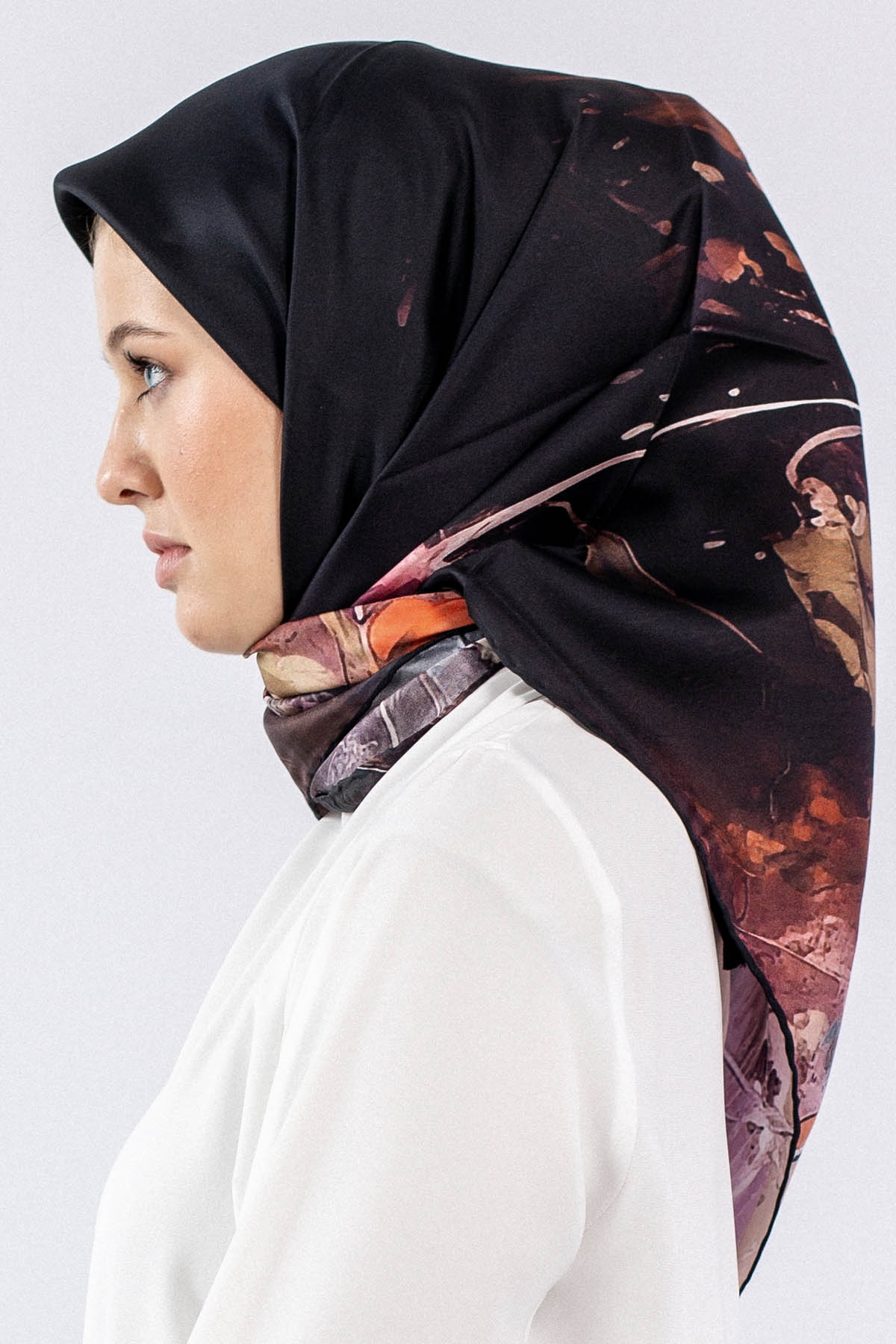 Dg7549 İpek Eşarp Tvil - Siyah_kirmizi - 2