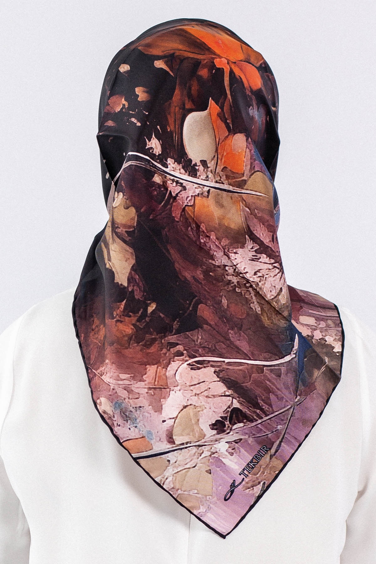 Dg7549 İpek Eşarp Tvil - Siyah_kirmizi - 3