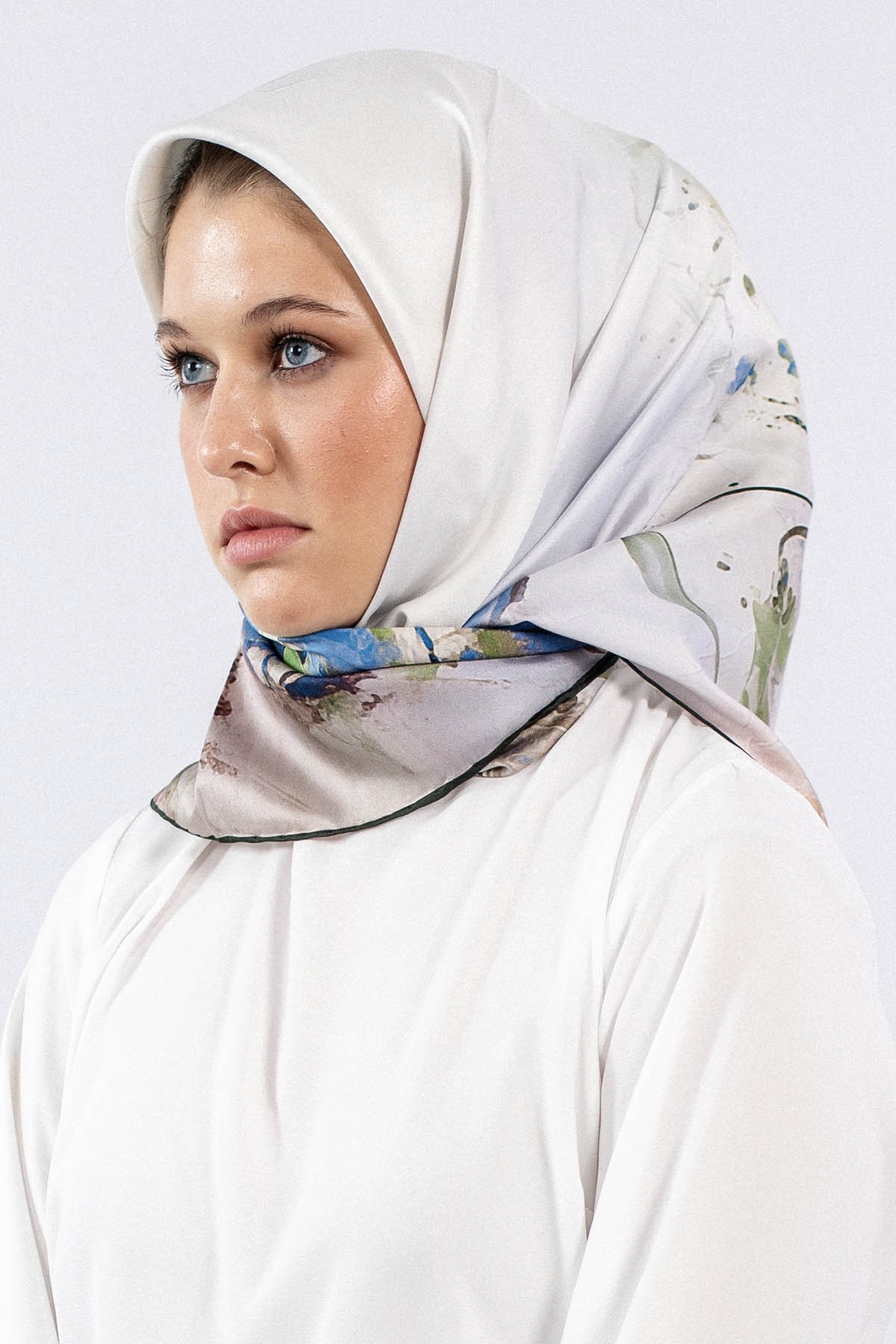 Dg7549 İpek Eşarp Tvil - Yesil_sax - 1