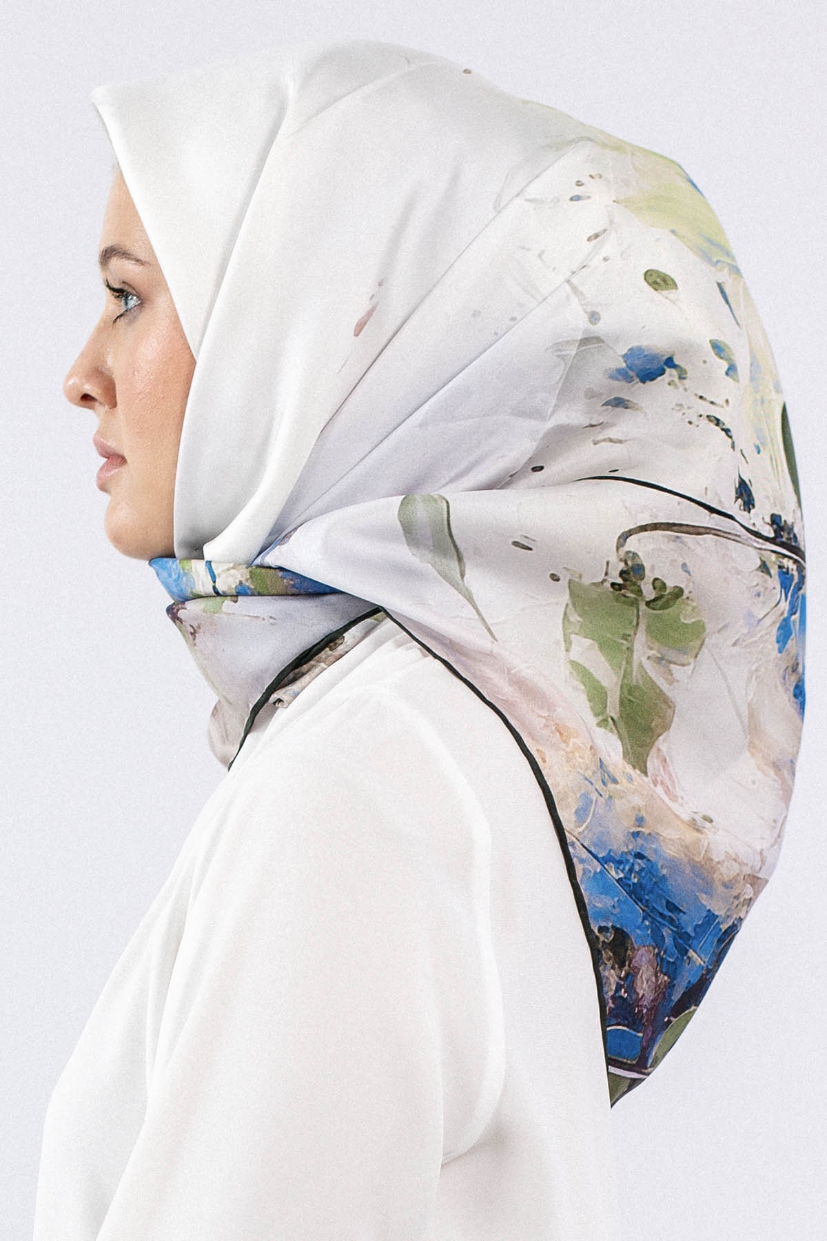 Dg7549 İpek Eşarp Tvil - Yesil_sax - 2