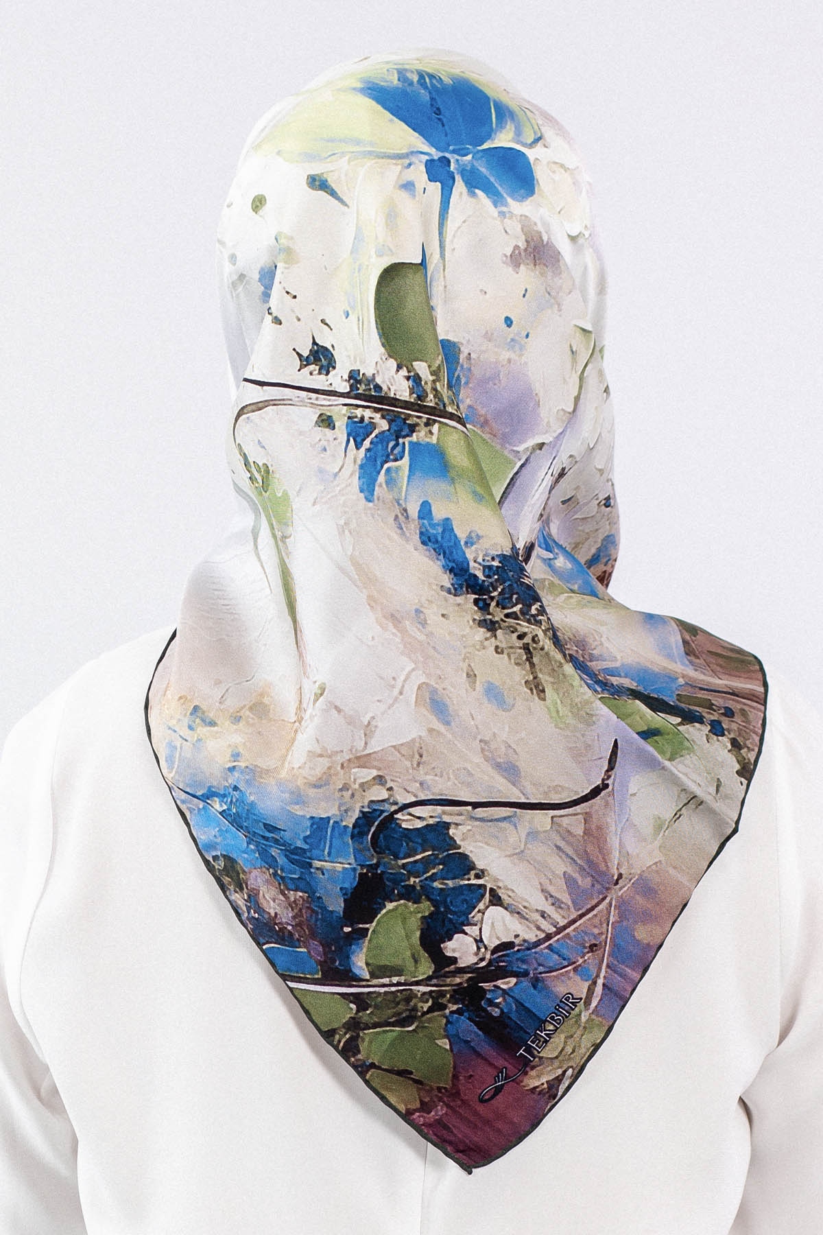 Dg7549 İpek Eşarp Tvil - Yesil_sax - 3