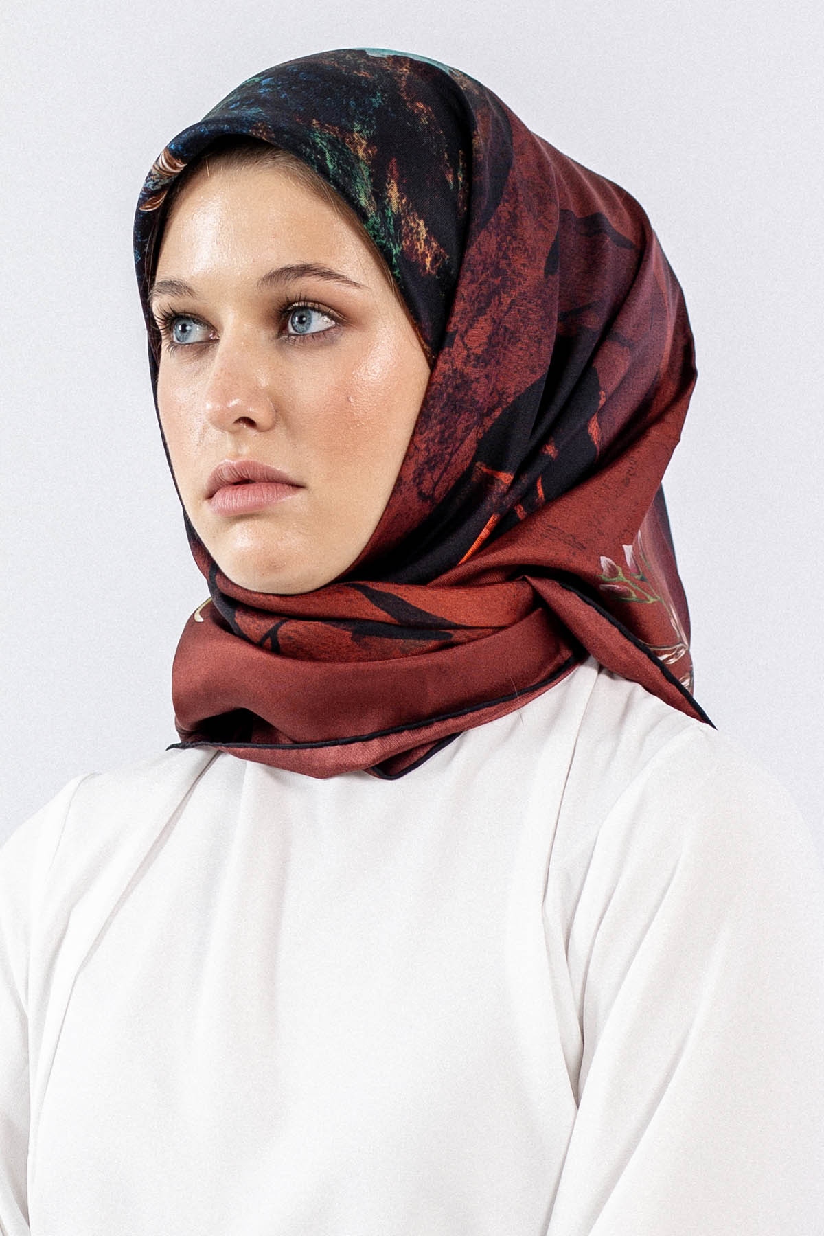 Dg7606 İpek Eşarp Tvil - Bordo - 1