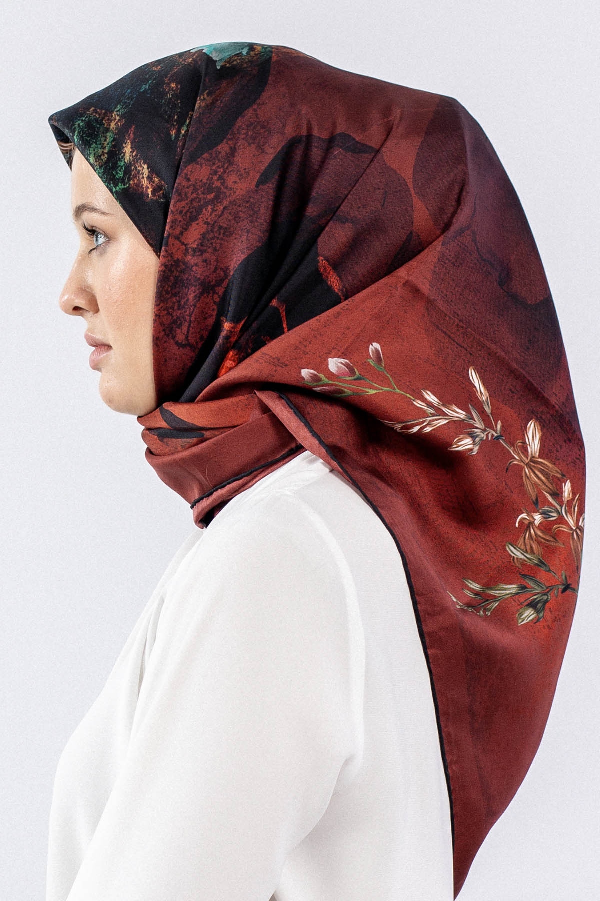 Dg7606 İpek Eşarp Tvil - Bordo - 2