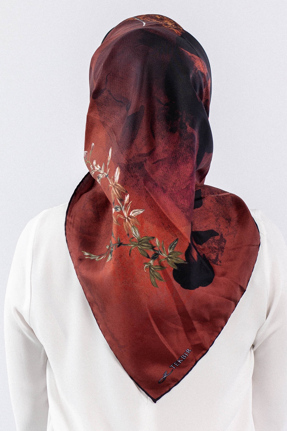 Dg7606 İpek Eşarp Tvil - Bordo - 3