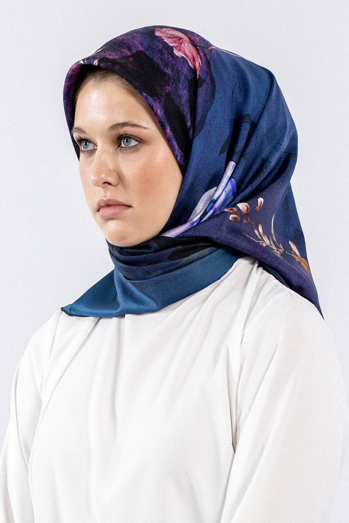 Dg7606 İpek Eşarp Tvil - Lacivert - 1