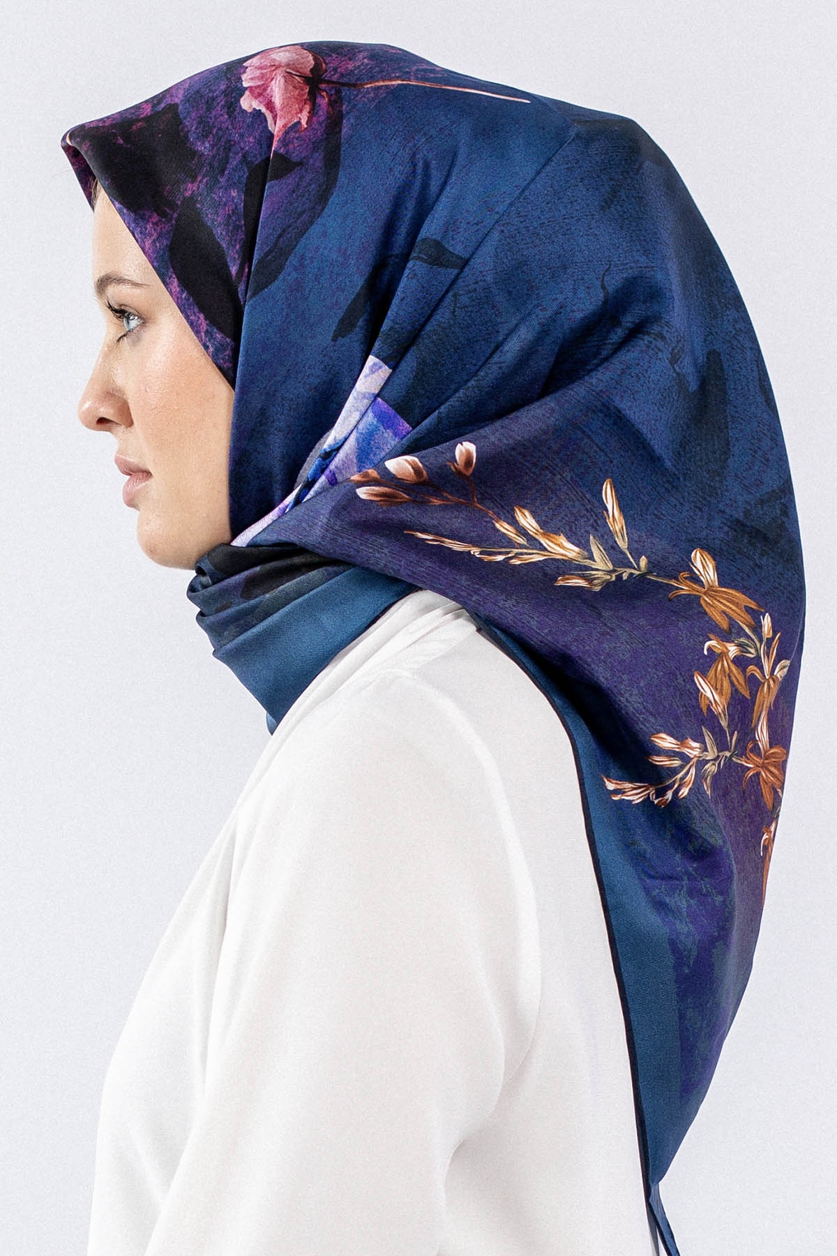 Dg7606 İpek Eşarp Tvil - Lacivert - 2