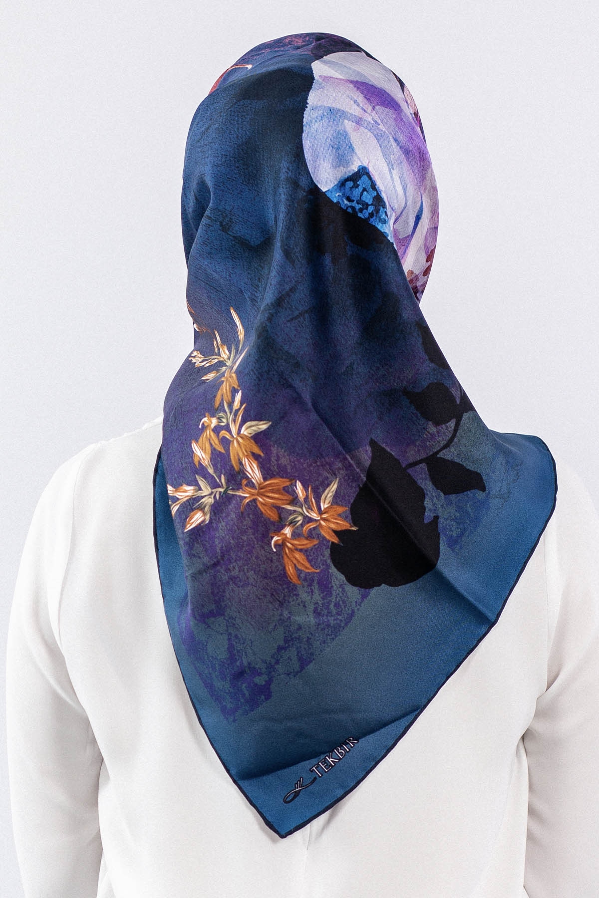 Dg7606 İpek Eşarp Tvil - Lacivert - 3