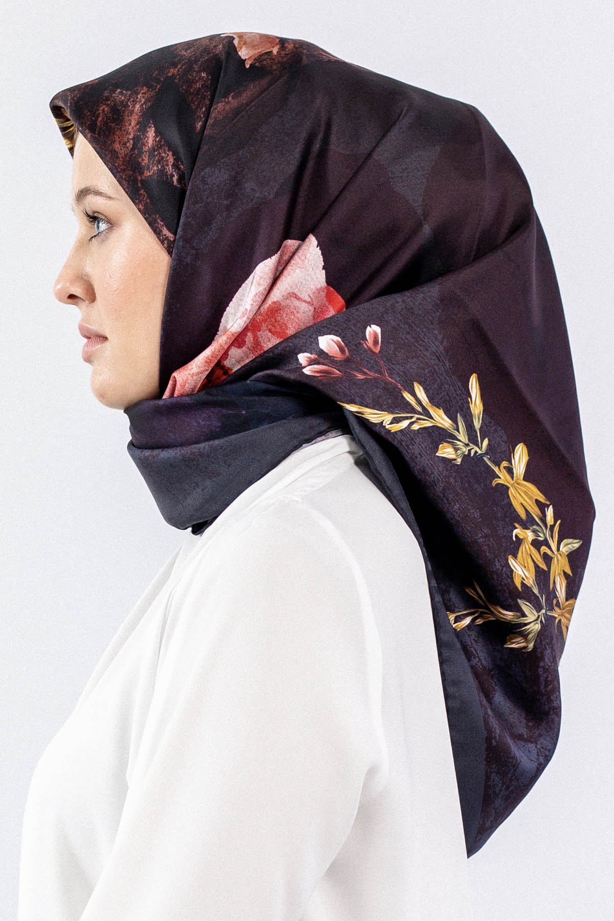 Dg7606 İpek Eşarp Tvil - Siyah_pudra - 2