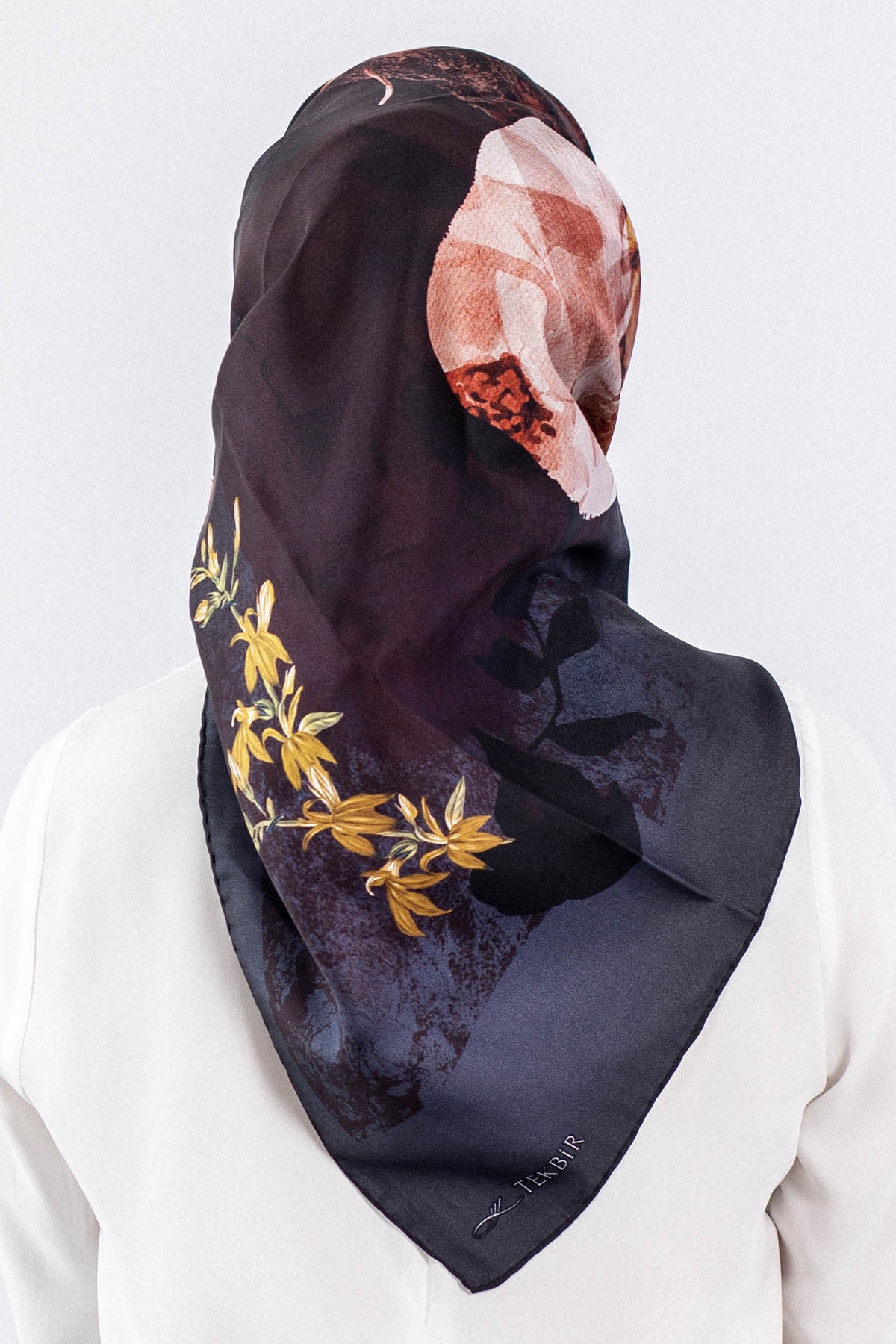 Dg7606 İpek Eşarp Tvil - Siyah_pudra - 3