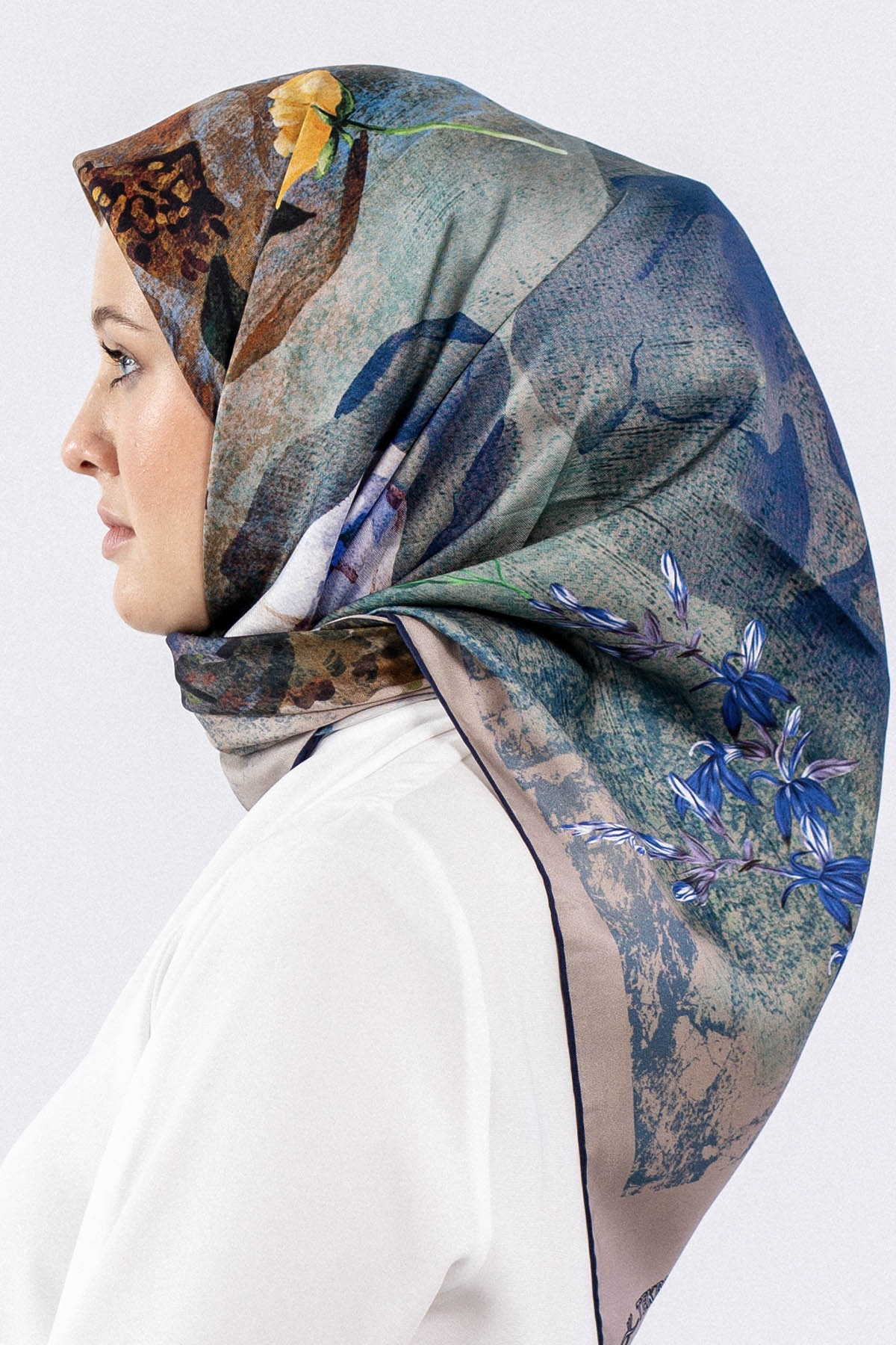 Dg7606 İpek Eşarp Tvil - Tas_lacivert - 2