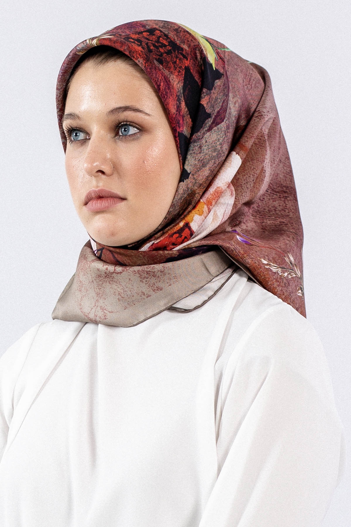 Dg7606 İpek Eşarp Tvil - Vizon - 1