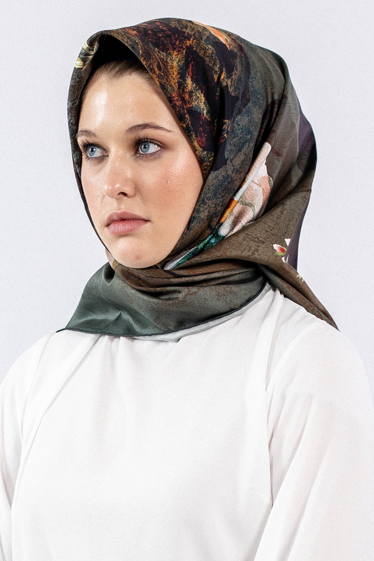 Dg7606 İpek Eşarp Tvil - Yesil - 1