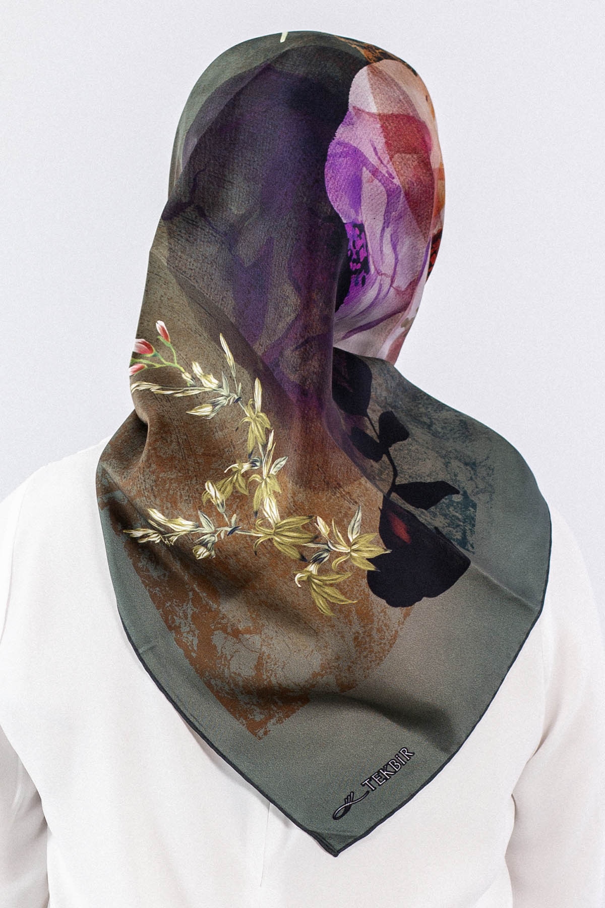 Dg7606 İpek Eşarp Tvil - Yesil - 3