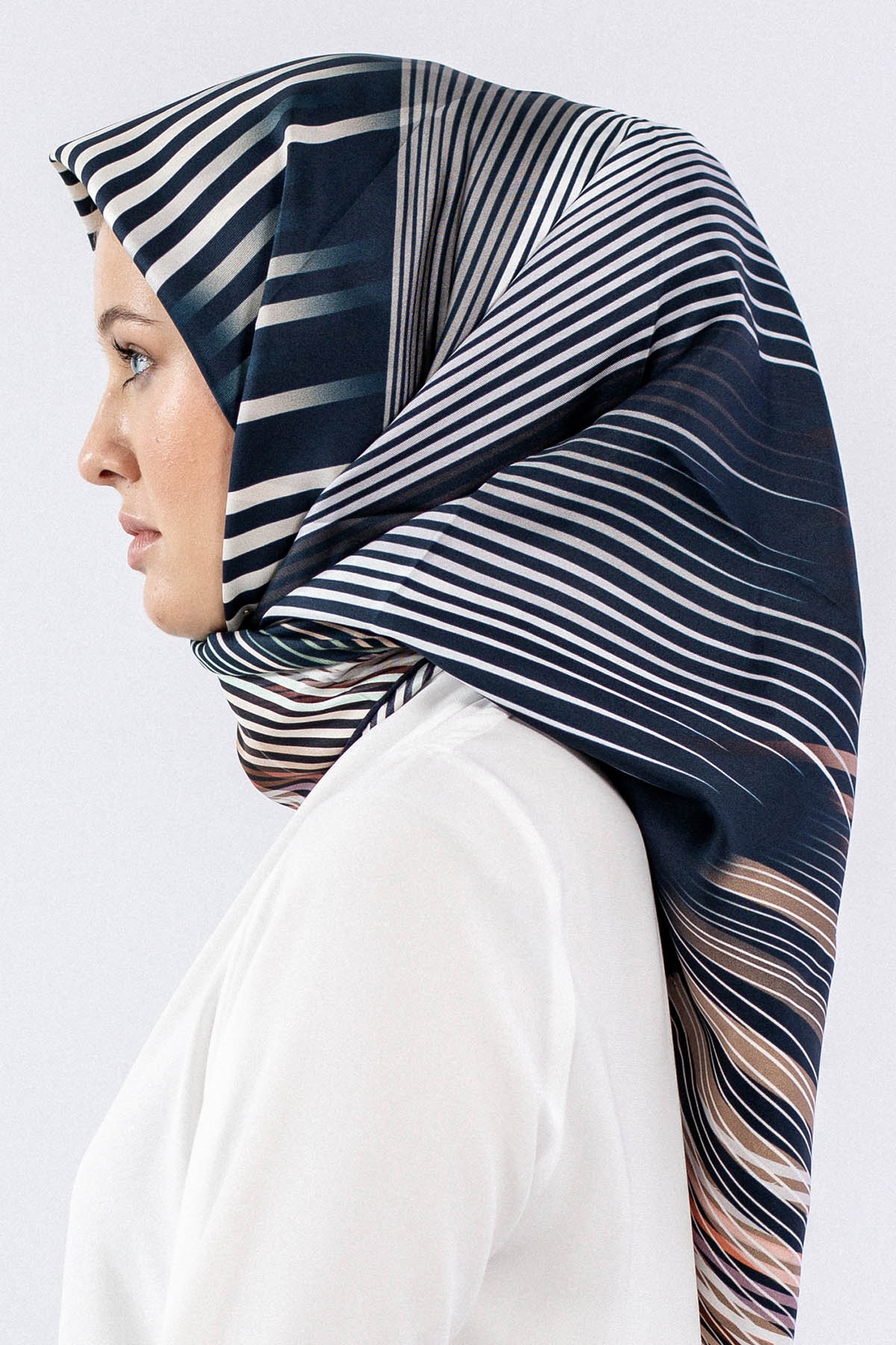 Dg7608 İpek Eşarp - Lacivert - 2