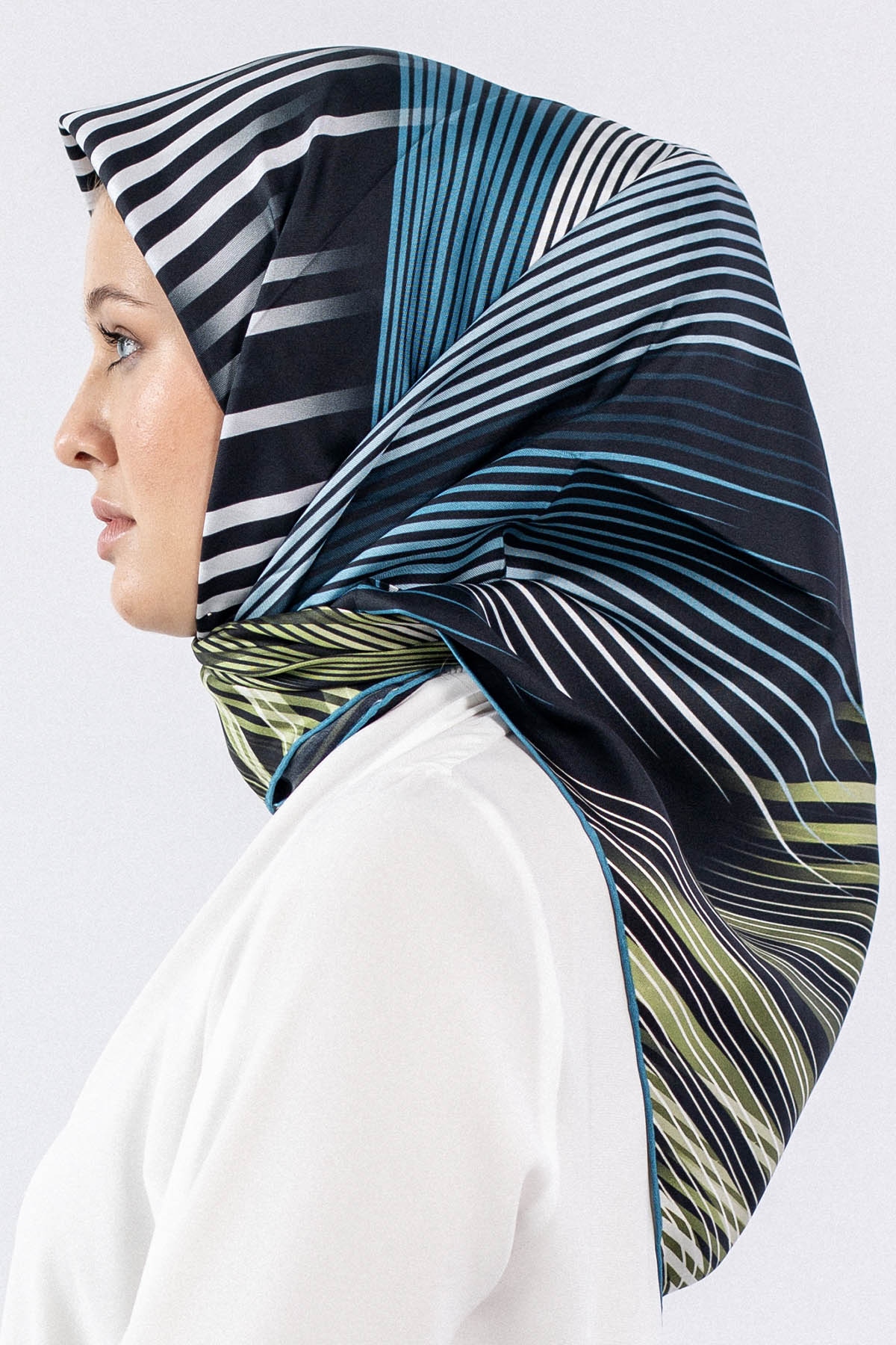 Dg7608 İpek Eşarp - Mavi - 2