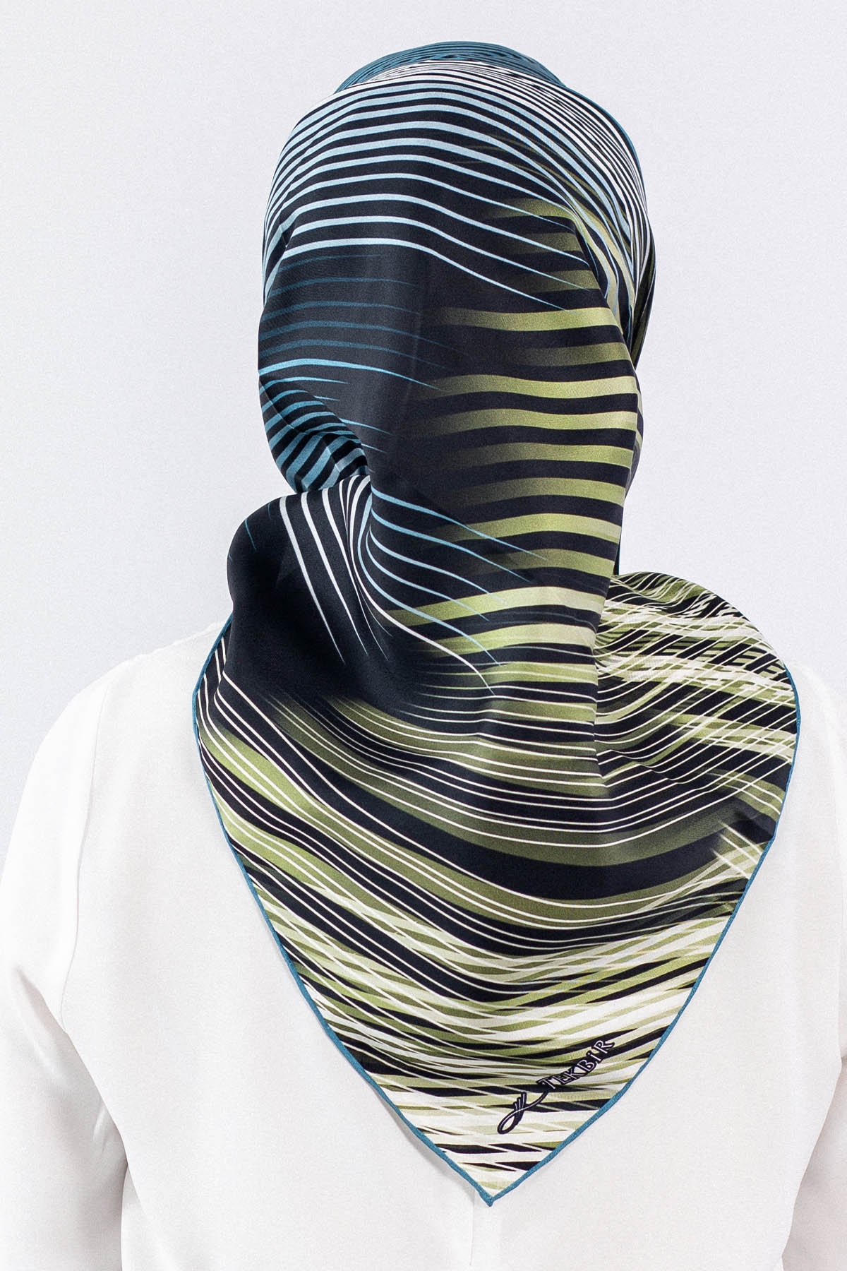 Dg7608 İpek Eşarp - Mavi - 3