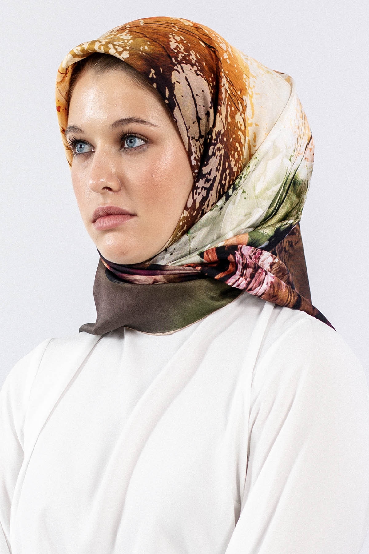 Dg7611 İpek Eşarp Tvil - Bej_murdum - 1