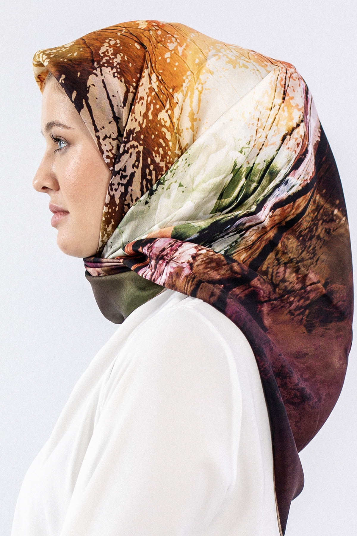 Dg7611 İpek Eşarp Tvil - Bej_murdum - 2