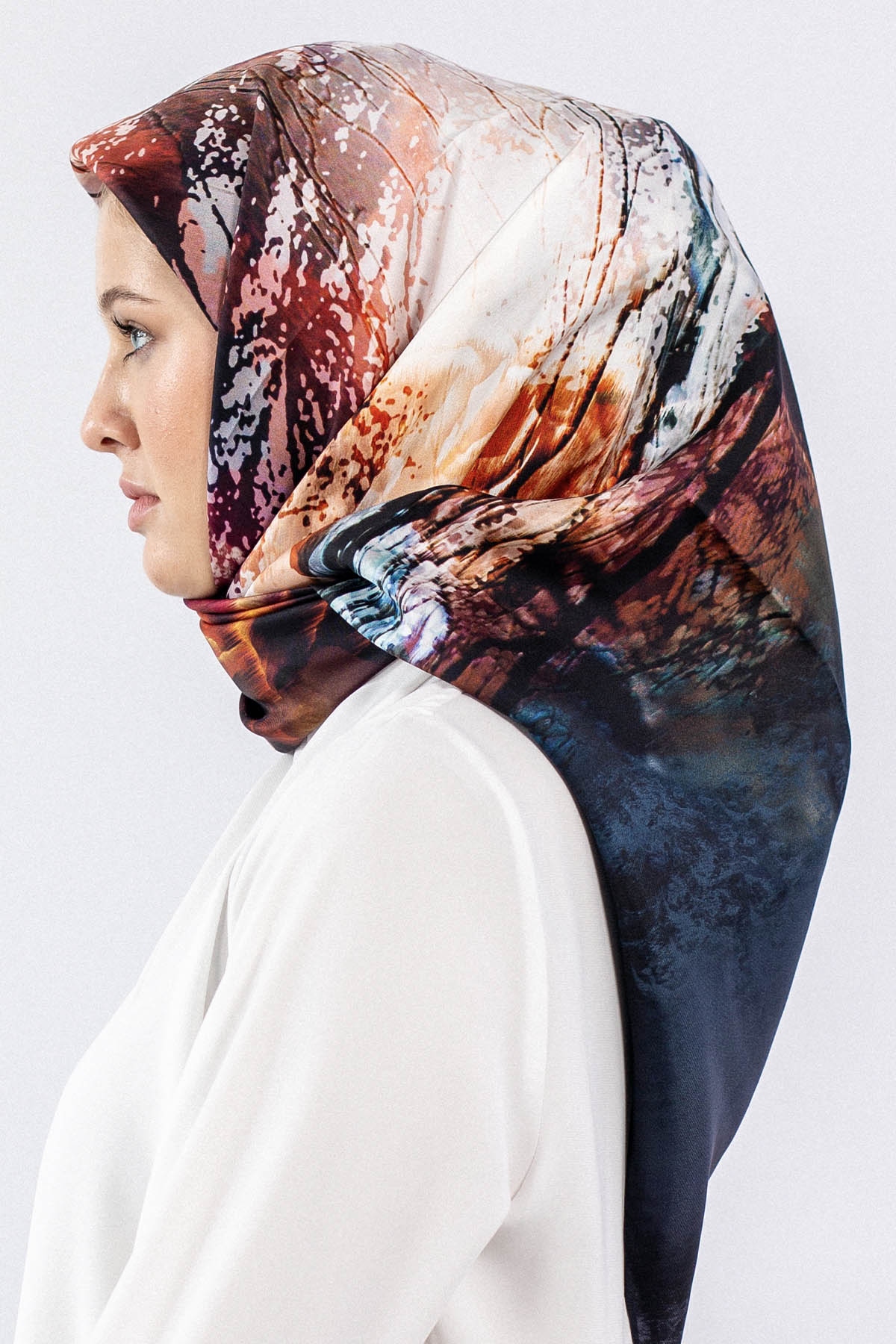 Dg7611 İpek Eşarp Tvil - Lacivert - 2