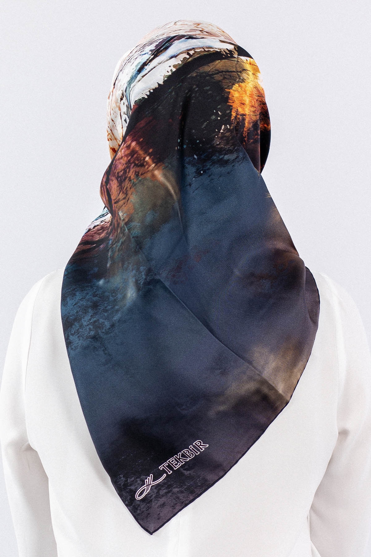 Dg7611 İpek Eşarp Tvil - Lacivert - 3