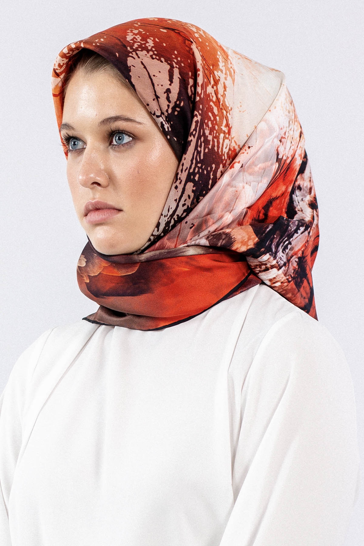 Dg7611 İpek Eşarp Tvil - Siyah_kirmizi - 1