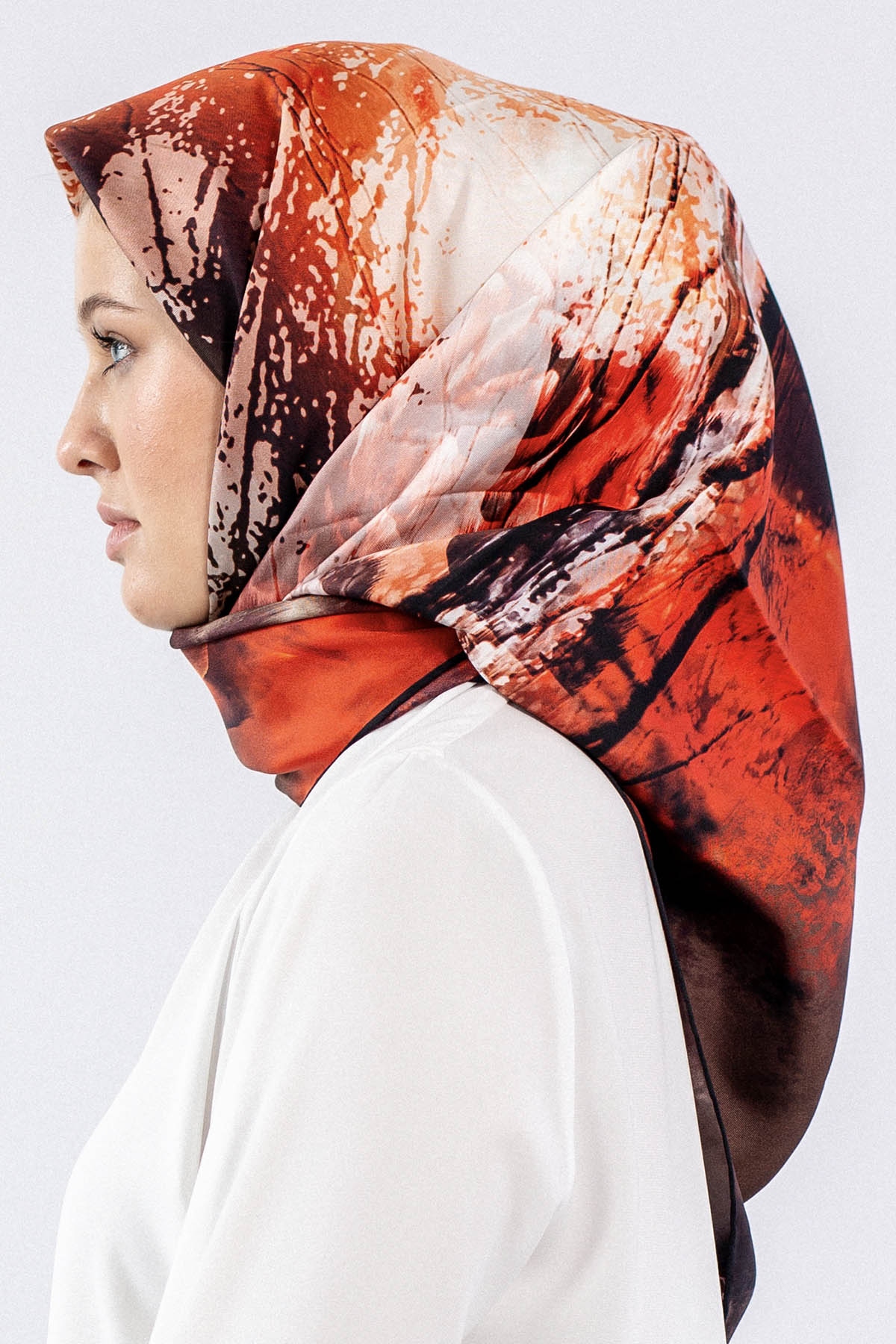 Dg7611 İpek Eşarp Tvil - Siyah_kirmizi - 2