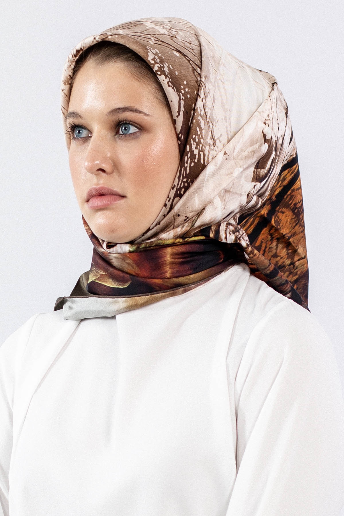 Dg7611 İpek Eşarp Tvil - Vizon - 1