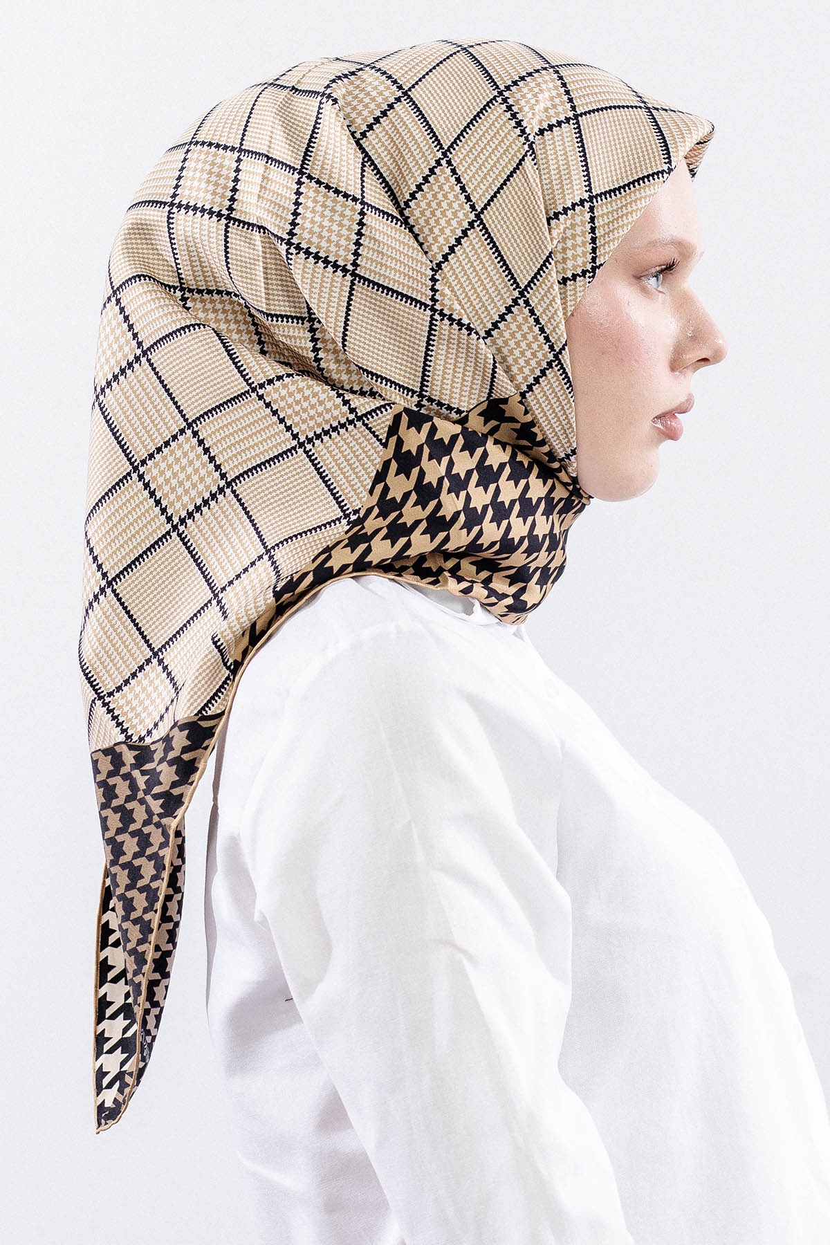 Dg7614 İpek Eşarp 90*90 Kazayagi Tvil - Gold - 3