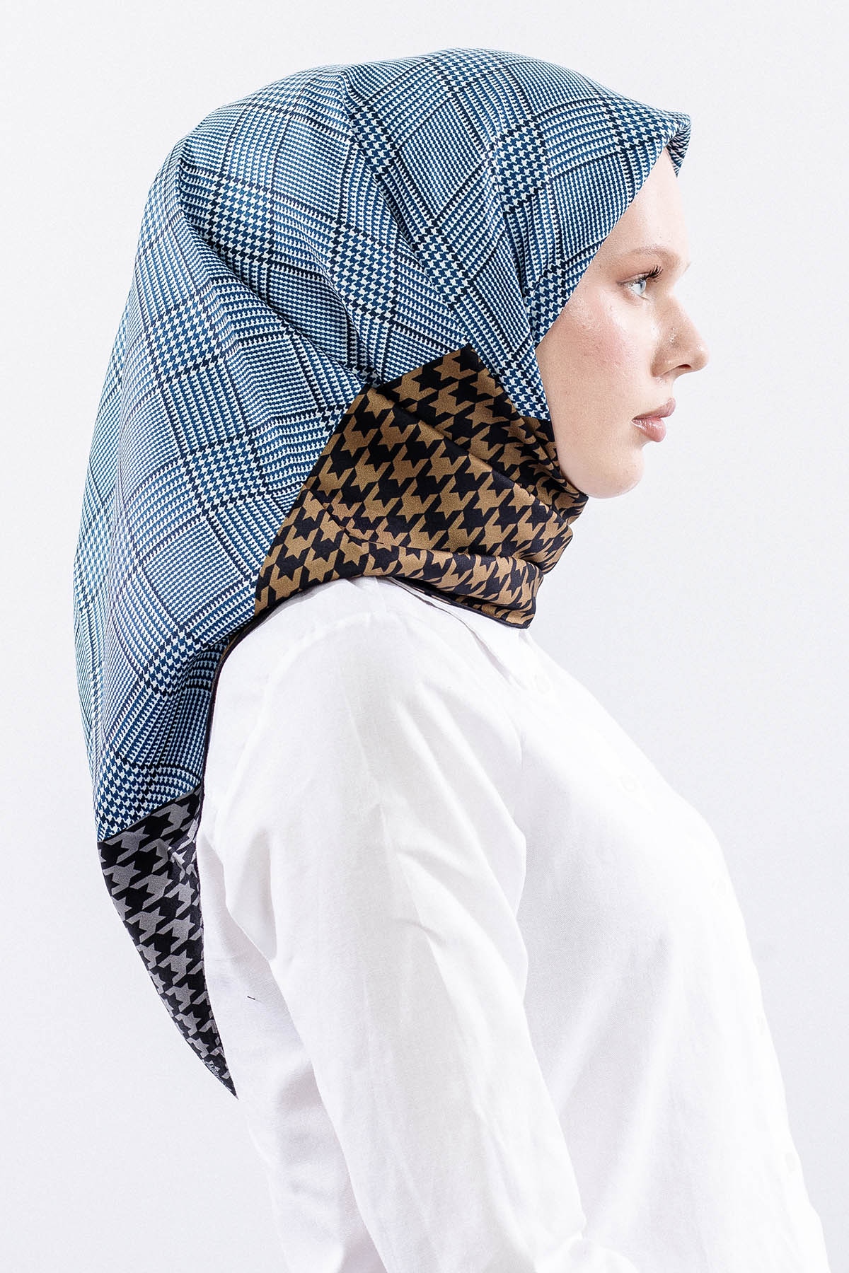 Dg7614 İpek Eşarp 90*90 Kazayagi Tvil - Lacivert - 3