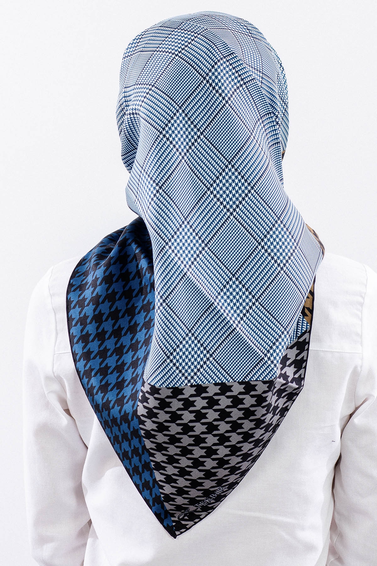 Dg7614 İpek Eşarp 90*90 Kazayagi Tvil - Lacivert - 4