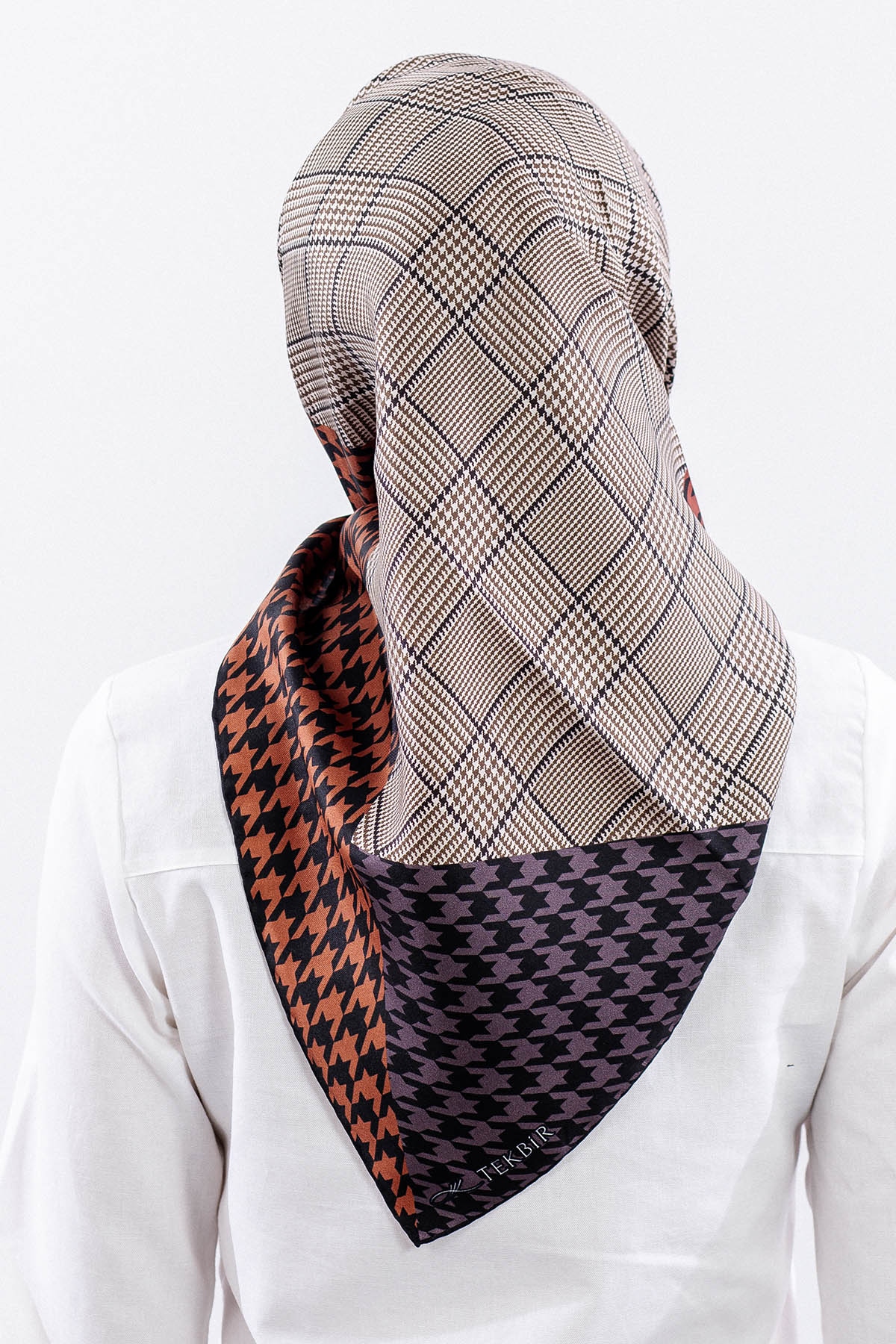 Dg7614 İpek Eşarp 90*90 Kazayagi Tvil - Siyah_bordo - 4