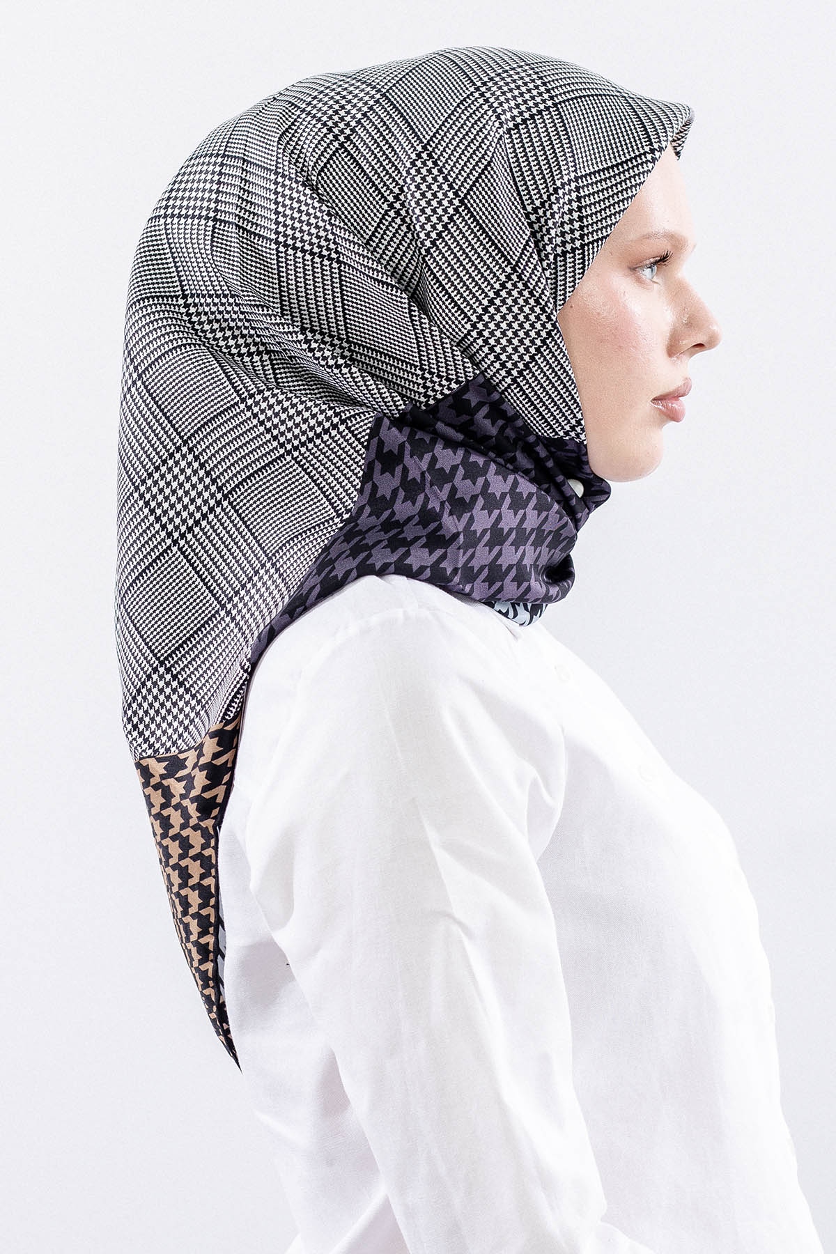 Dg7614 İpek Eşarp 90*90 Kazayagi Tvil - Siyah_murdum - 3